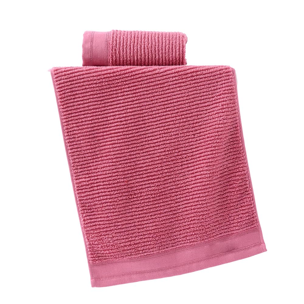 Yiluomo Pink Hand Towel Set Of 2 Ribbed Striped 100% Cotton Quick Dry Soft And Absorbent Bathroom Decorative Hand Towel 13 X 29