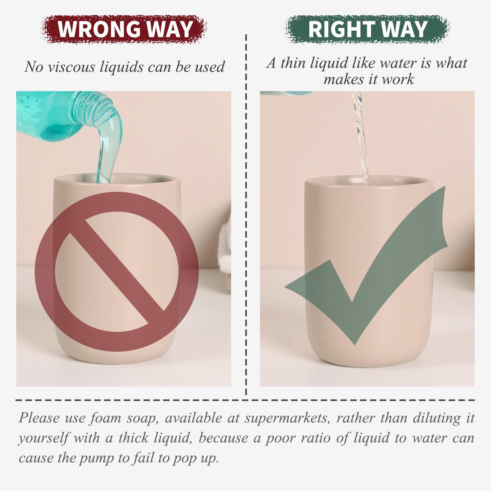 Bosilunlife Foaming Soap Dispenser Set - Khaki Ceramic Foam Hand Soap Dispenser 12Oz Soap Dispenser Set With Rust Proof Pump, 4P