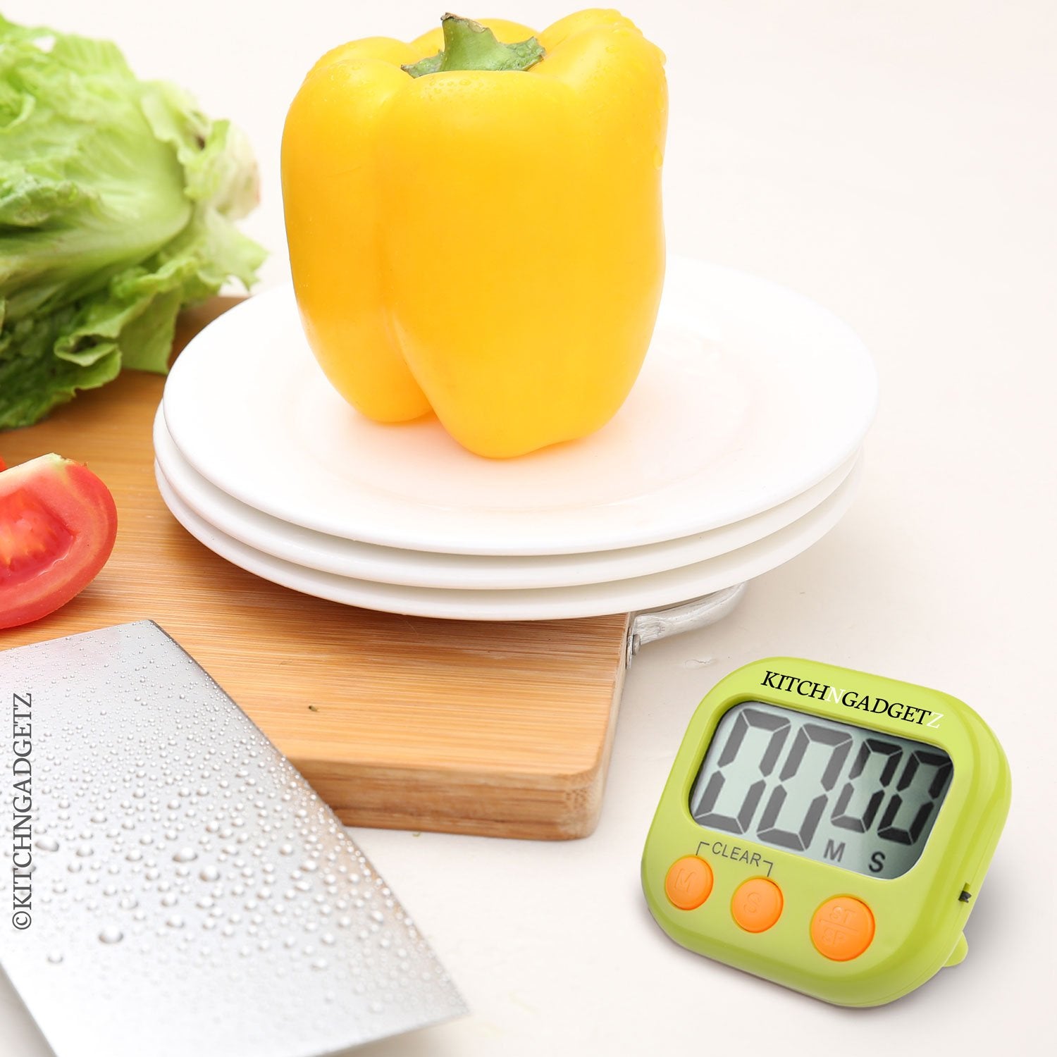 Digital Kitchen Alarm Clock With Countdown Timer - Set Of 2 - Fresh Blue And Green - Large Lcd Display - Buttons For Minutes And