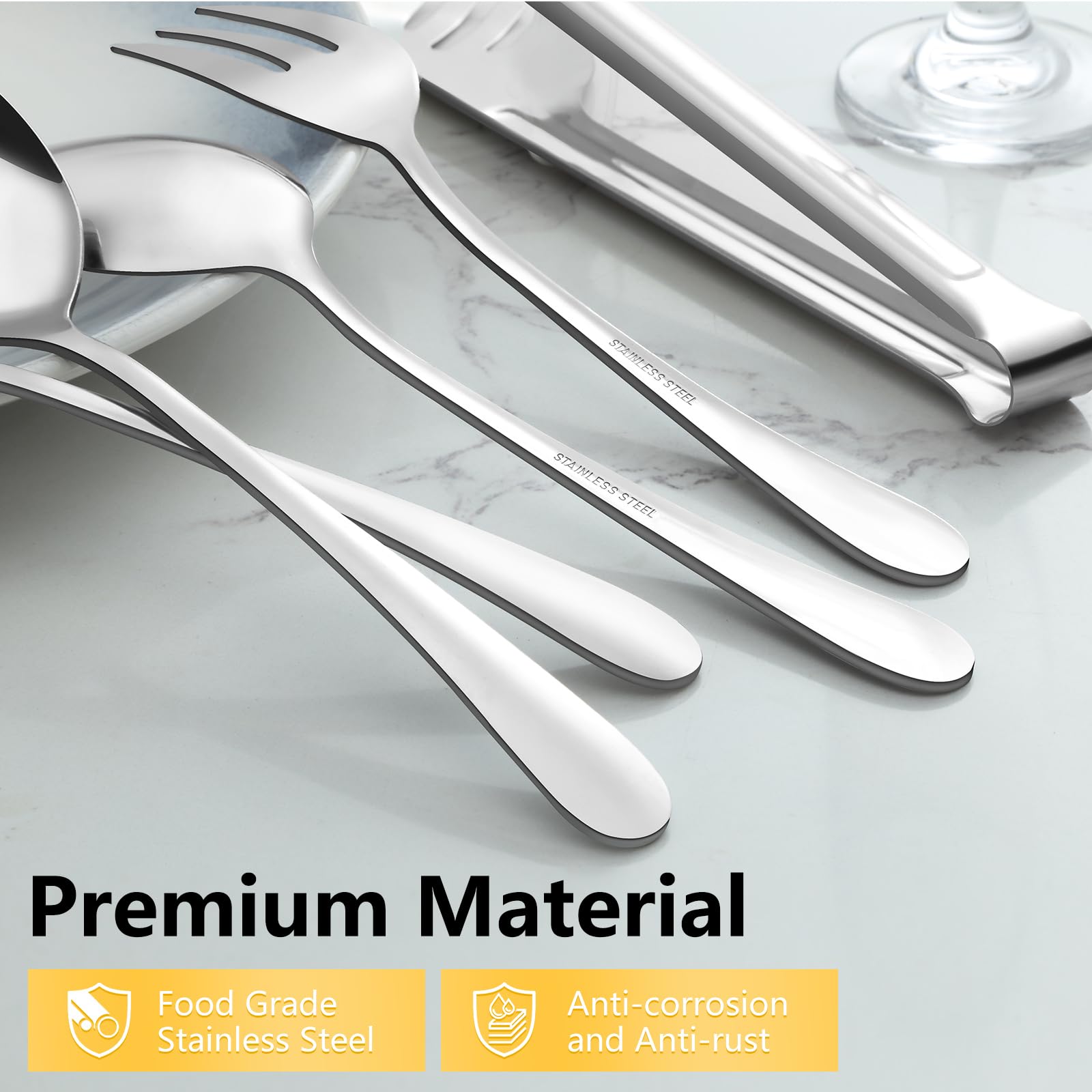 Pleafind 16 Pcs Serving Utensils, Stainless Steel Serving Utensils Set With Serving Spoons, Slotted Serving Spoons, Serving Fork