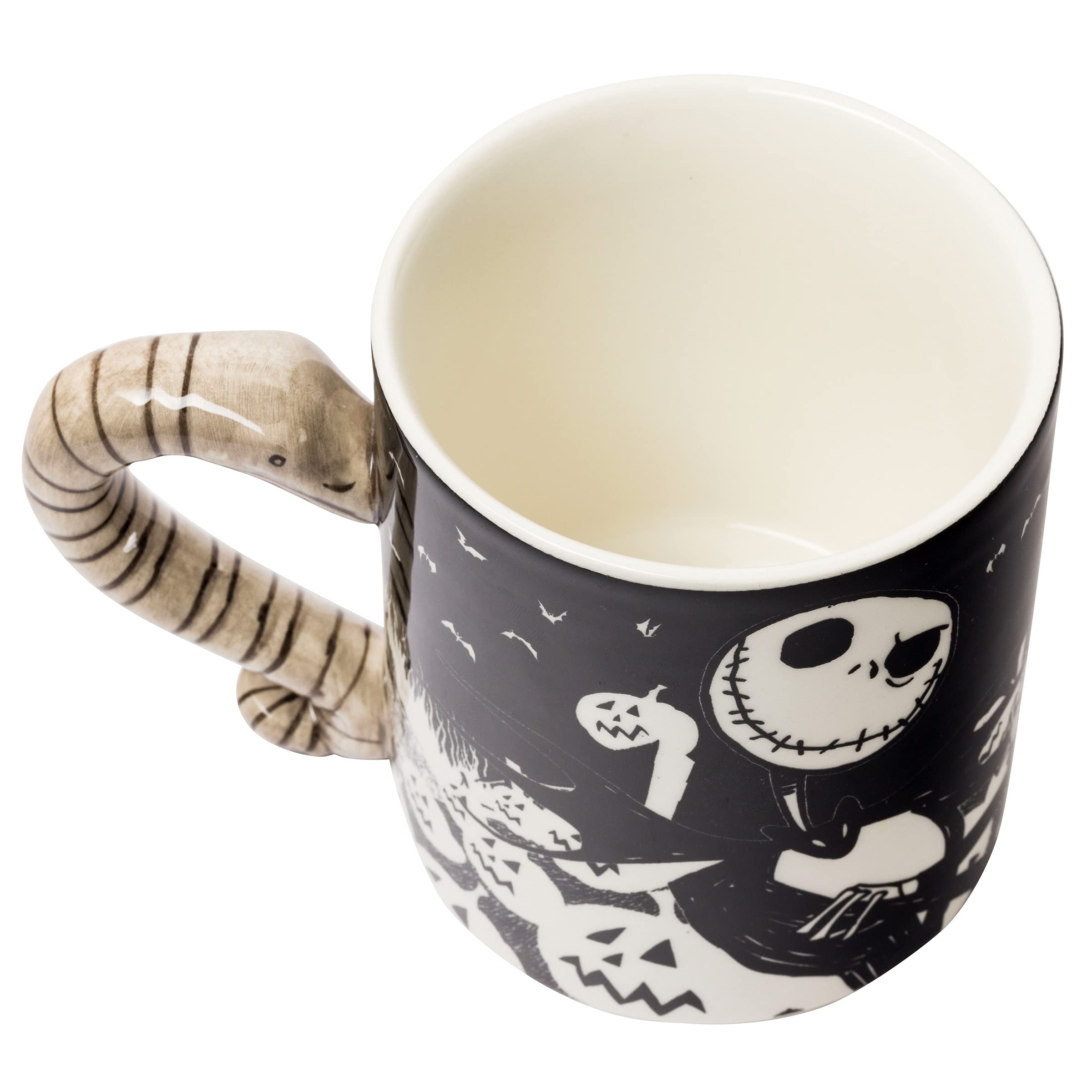 Silver Buffalo Disney Nightmare Before Christmas Jack And Moonlight Snake Sculpted Handle Ceramic Mug, 20 Ounces