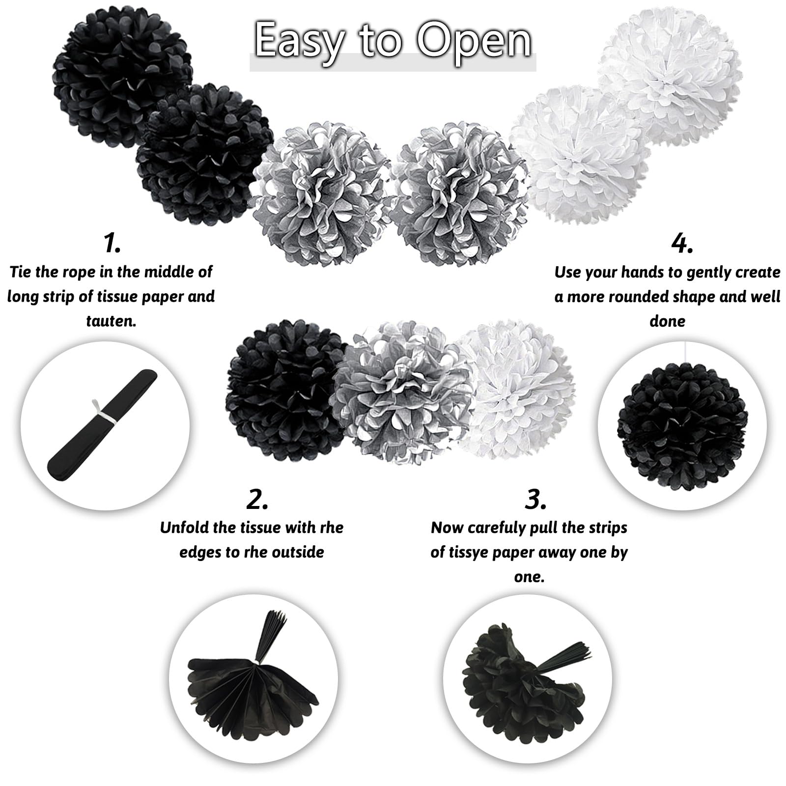 Recosis Black White Birthday Decorations, Happy Birthday Decorations With Banner For Boys Girls Men Women Birthday Party Decorat