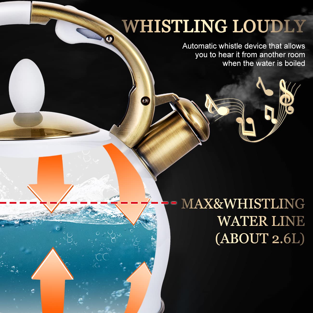 Susteas Stove Top Whistling Tea Kettle - Food Grade Stainless Steel Teakettle Teapot With Cool Touch Ergonomic Handle,1 Free Sil