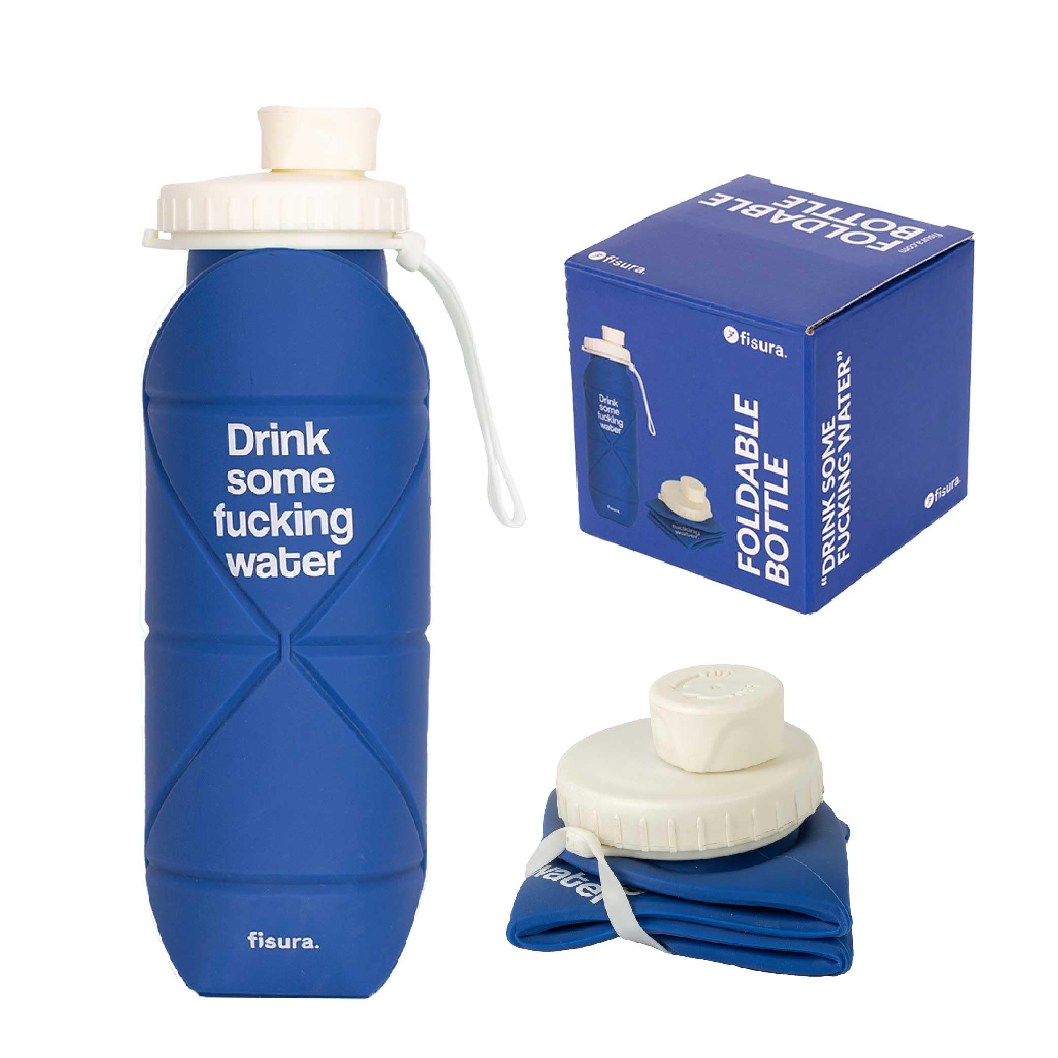 Fisura  Collapsible Water Bottle Drink Water  21oz (600mL) BPAFree Silicone Foldable Water Bottle with LeakResistant Lid,