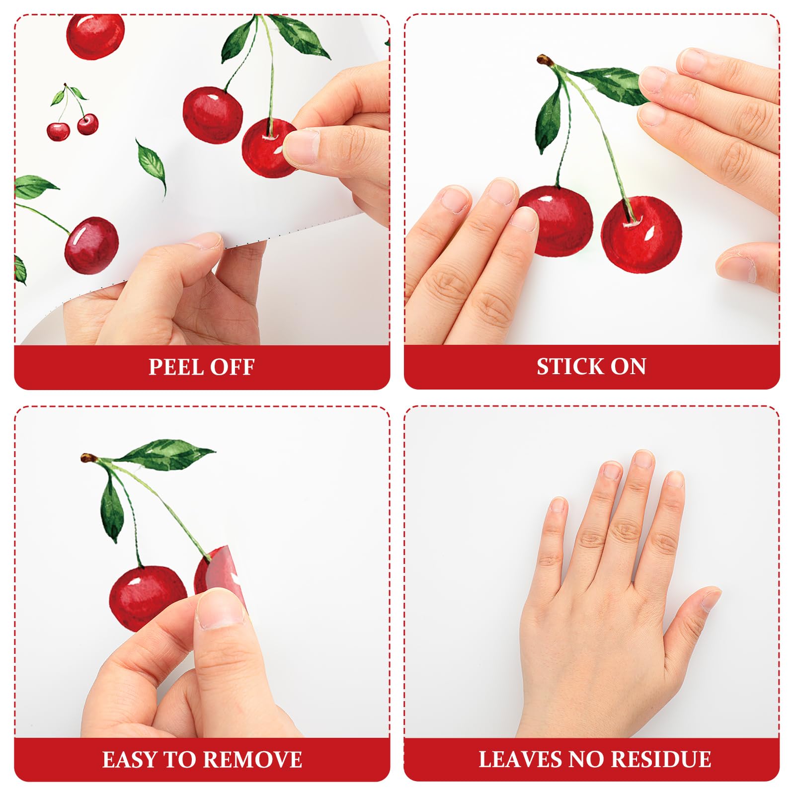 Epakh 41 Pieces Lemon Wall Stickers Apple Cherry Strawberry Fruit Stickers Peel And Stick Wall Decor For Kitchen Cabinet Window