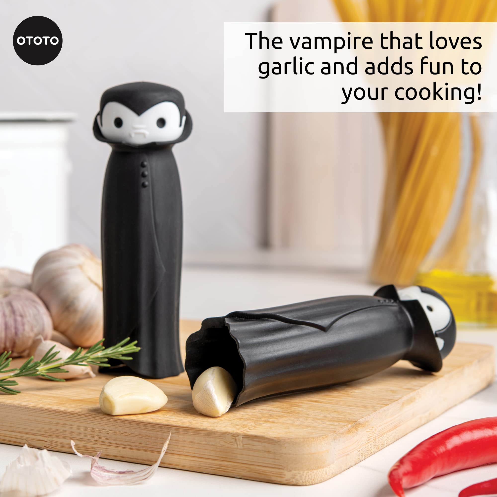 OTOTO Drac N ' Roll Vampire Garlic Roller  Silicone Garlic Peeler Tube  Silicone Tube Roller for Halloween - Kitchen Gadget for Garlic  Garlic Tube  Garlic Roller Peeler  Garlic Tool