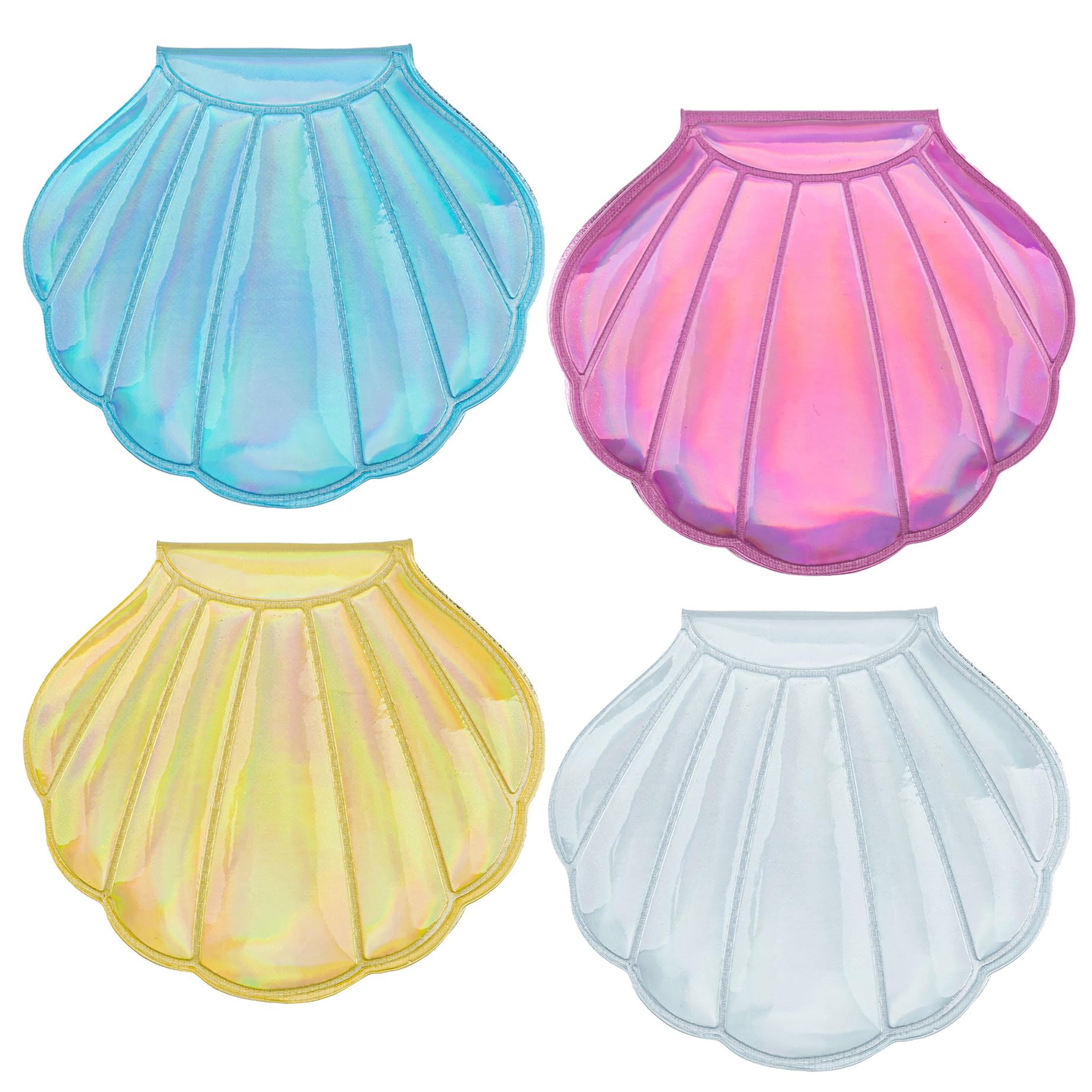 Auear, 4 Pack Glitter Shell Mirror Double-Sided Magnification Makeup Mirrors 4 Colors Mini Portable Foldable For Purse Handbag P