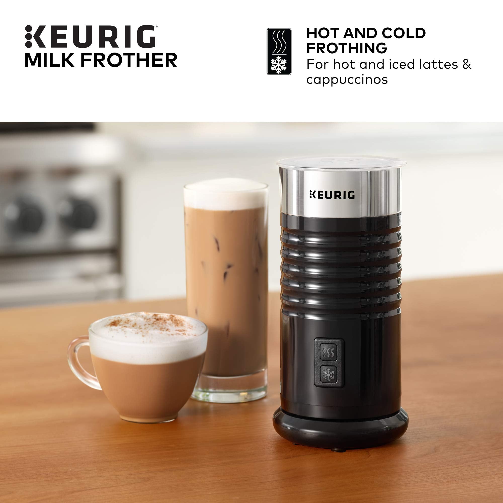 Keurig Standalone Frother Works Non-Dairy Milk, Hot And Cold Frothing, 6 Oz, Black