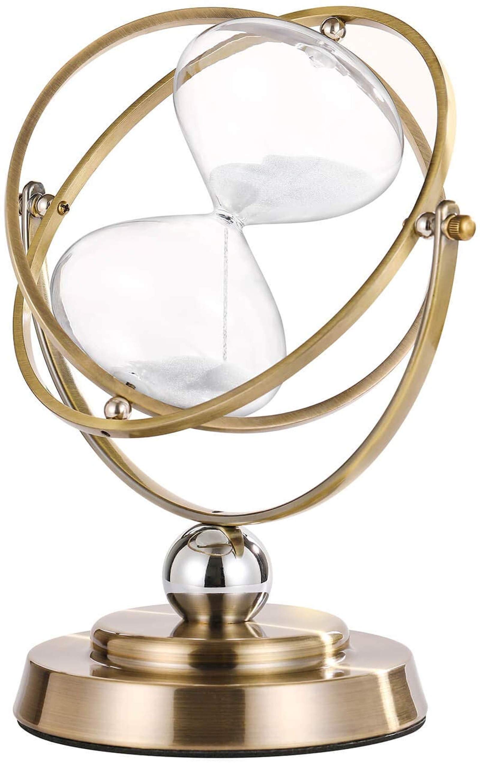 Suliao Hourglass 60 Minute Sand Timer,720 Rotating Antique White Sand Clock,Vintage Sand Watch 60 Min,1 Hora Reloj De Arena,Larg