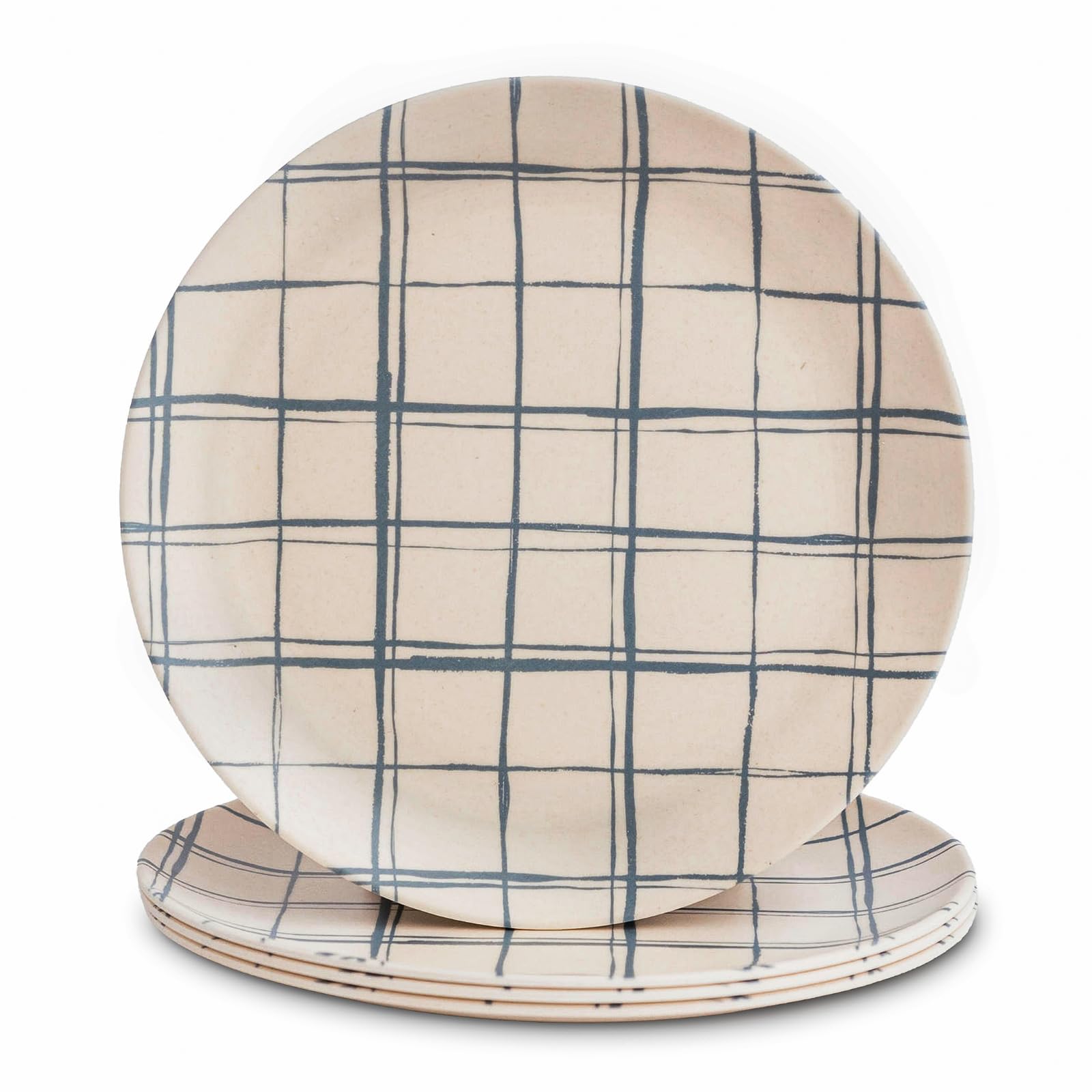 4-Pack Bamboo Fiber Dinner Plates - Alternative for Plastic Plates, Toddler & Kids Plates, Dishwasher Safe, Food-Grade Bamboo Pl