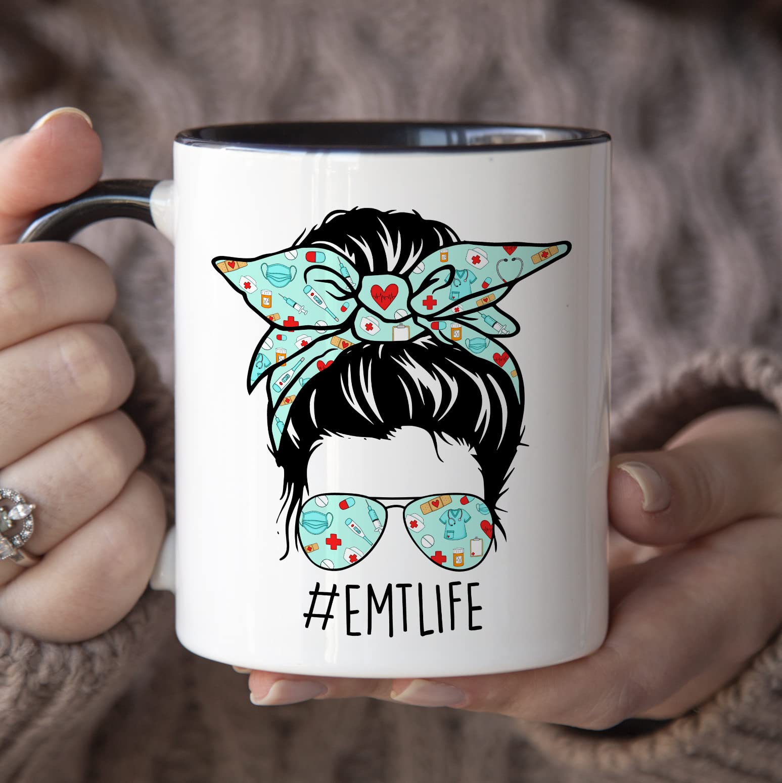 YouNique Designs EMT Mug, 11 Ounces, Funny EMS Coffee Mug for Women, EMT Graduation Cup, EMT First Responder Mug, EMT Coffee Cup
