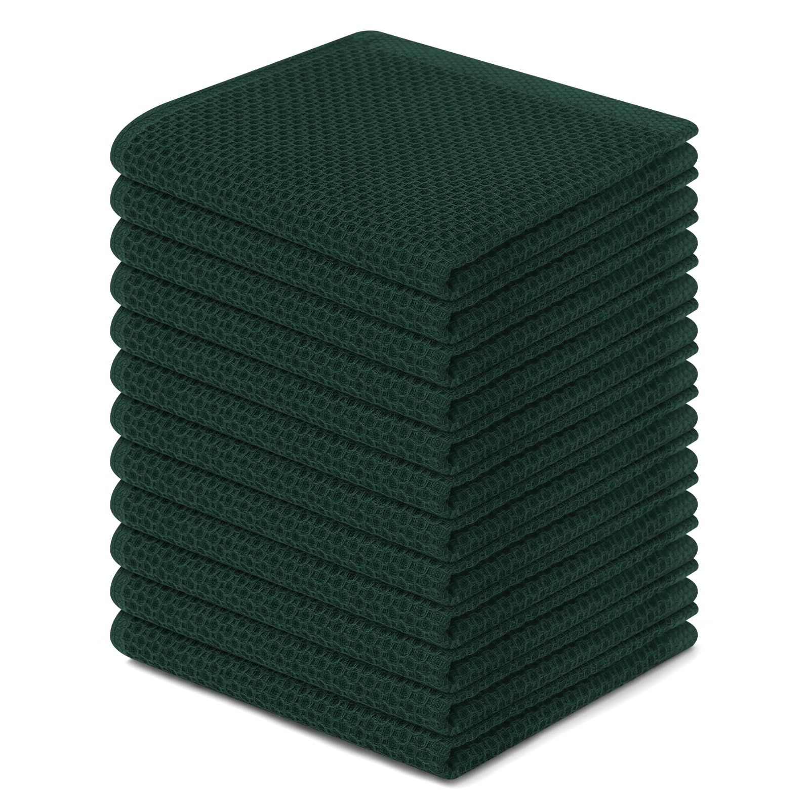 Homaxy 100% Cotton Waffle Weave Kitchen Dish Cloths, Ultra Soft Absorbent Quick Drying Dish Towels, 12 x 12 Inches, 12-Pack, Bla
