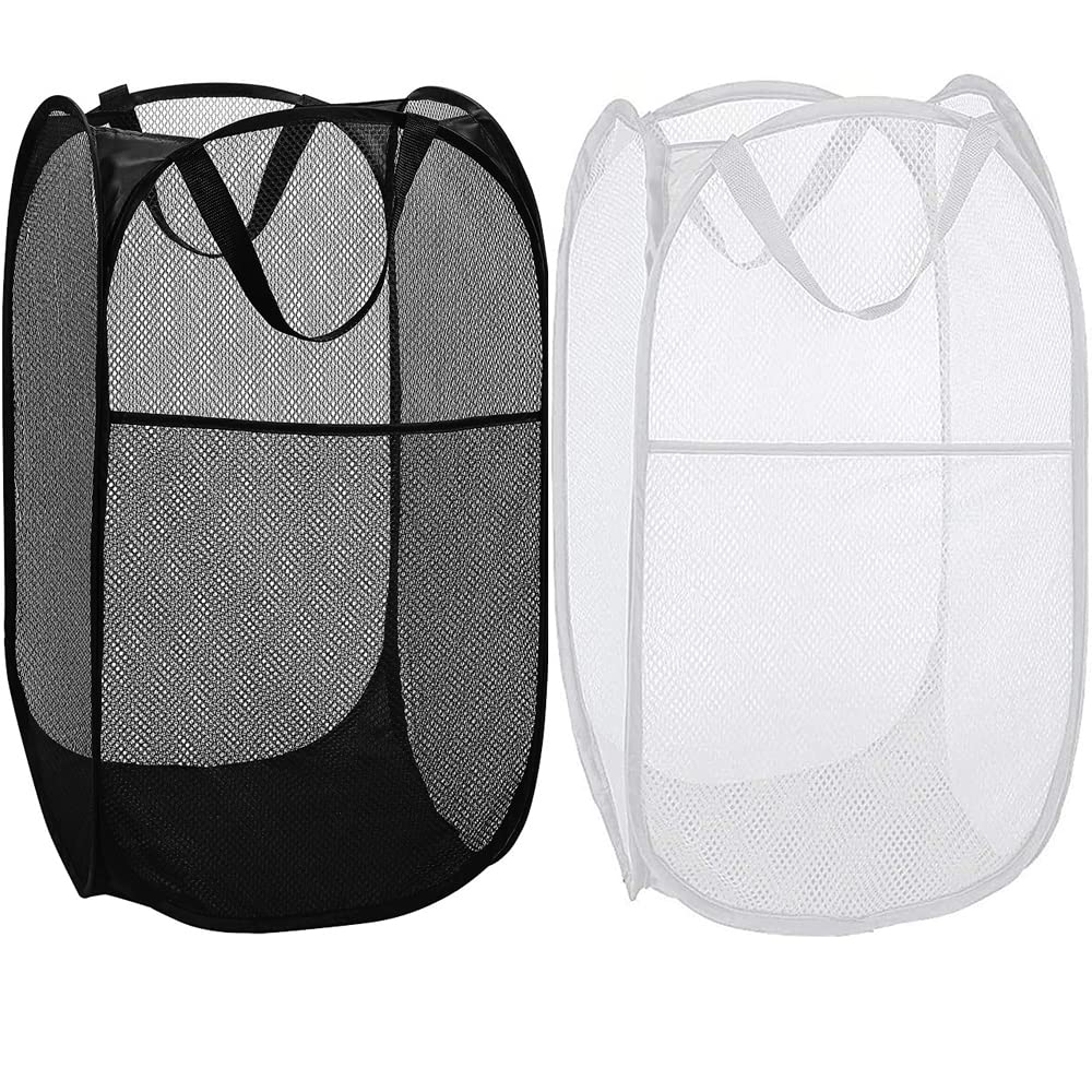 Battoo Deluxe Strong Mesh Pop Up Laundry Hamper Basket With Side Pocket For Laundry Room, Bathroom, Kids Room, College Dorm Or T