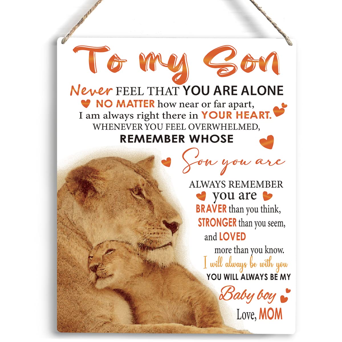 To My Son Wooden Hanging Sign from Mom Son Gifts Family Wall Decor for Bedroom Living Room Birthday Christmas Thanksgiving Gifts