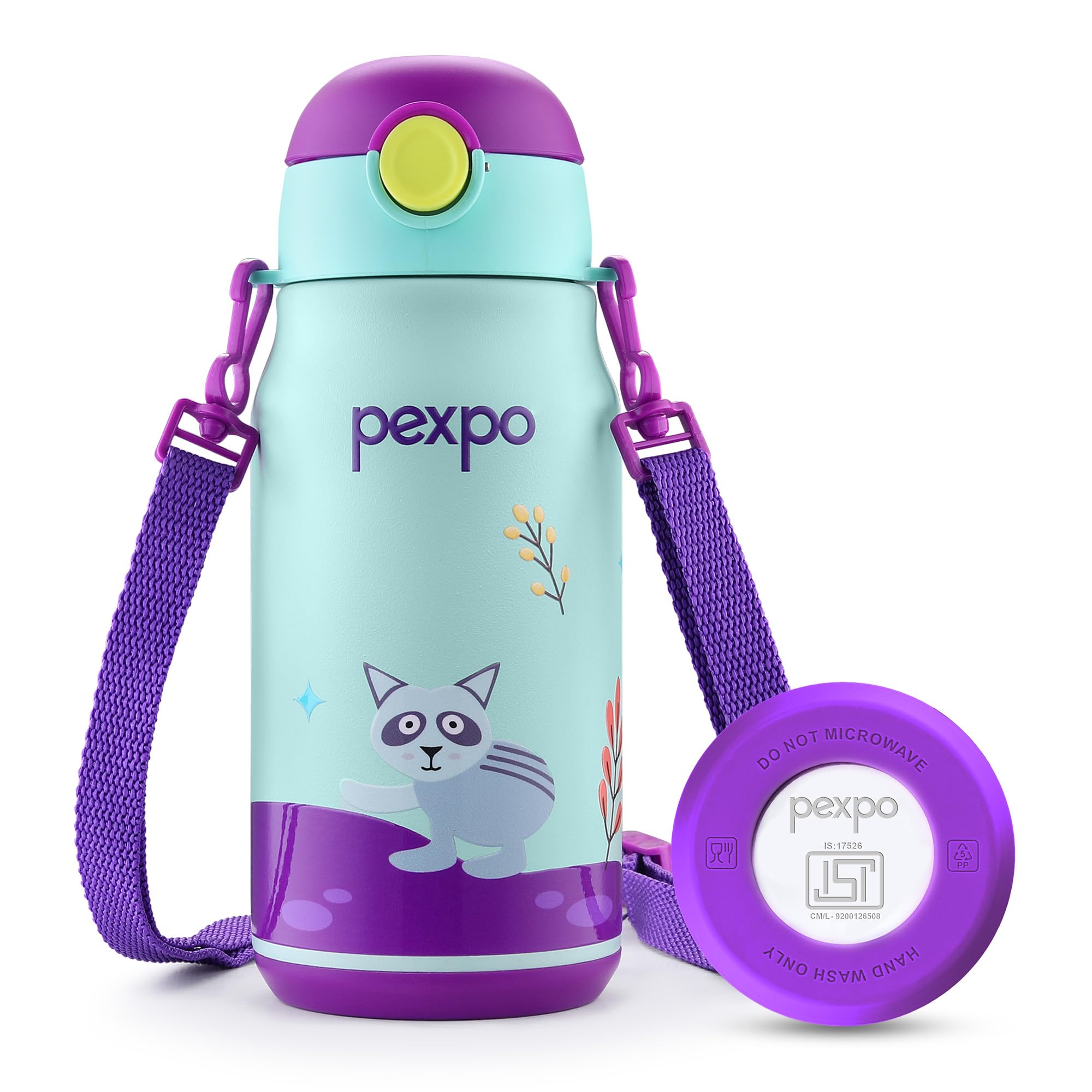 Pexpo Poggo 450 Isi Certified Stainless Steel Sipper Water Bottle For Kids 420Ml Hot & Cold Flask | Vaccum Insulated Water Bottl