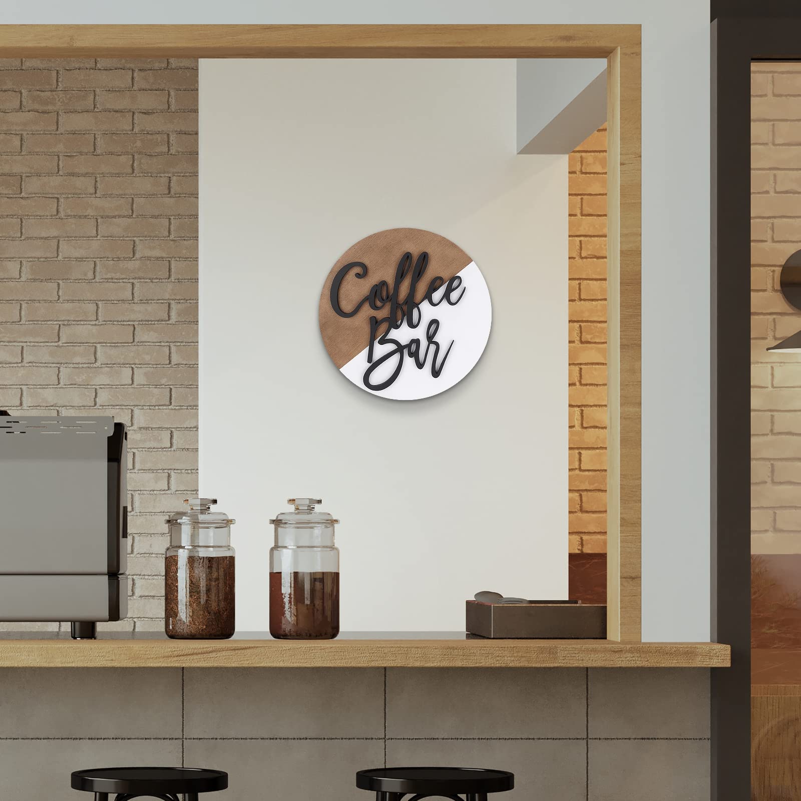 Rustic Modern Farmhouse Coffee Bar Decor - 3D Coffee Sign Hanging Wall Decor Tiered Tray Decor Gift for Home & Restaurants