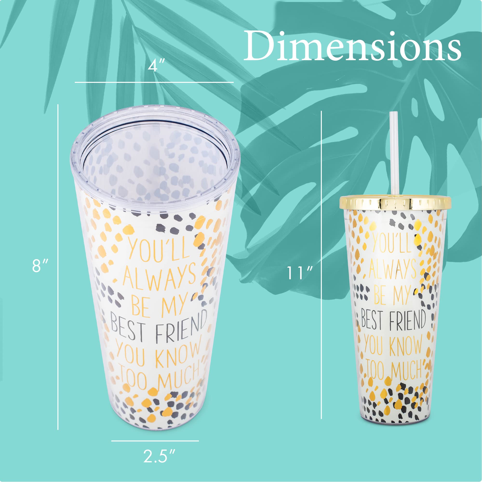 Mary Square Always Be My Best Friend Know Too Much 24 Ounce Acrylic Travel Tumbler With Straw