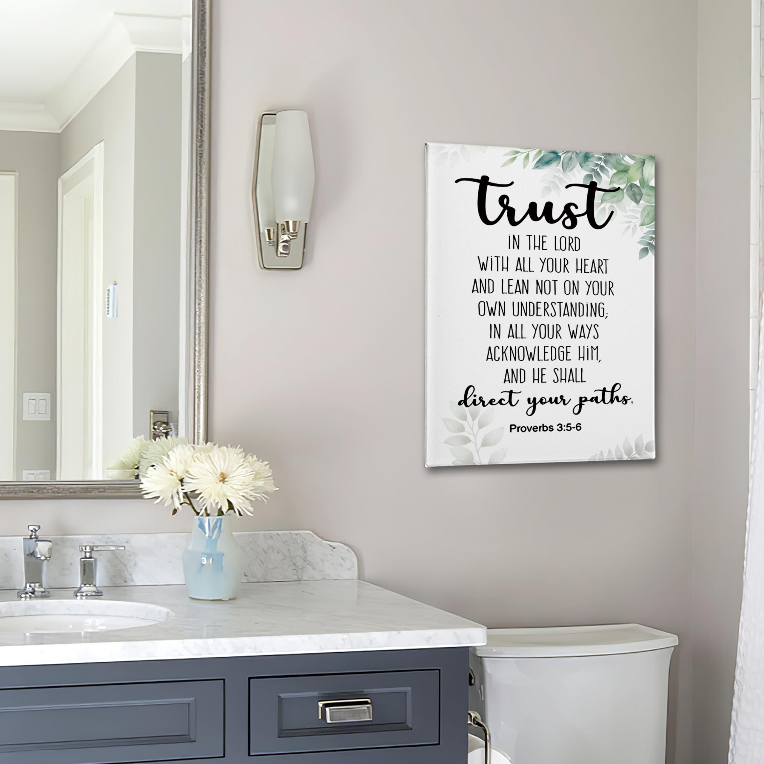 Phamte Proverbs 3:5-6 Trust In The Lord With All Your Heart Christian Wall Art, Bible Scripture Wall Decor,Christian Bible Scrip