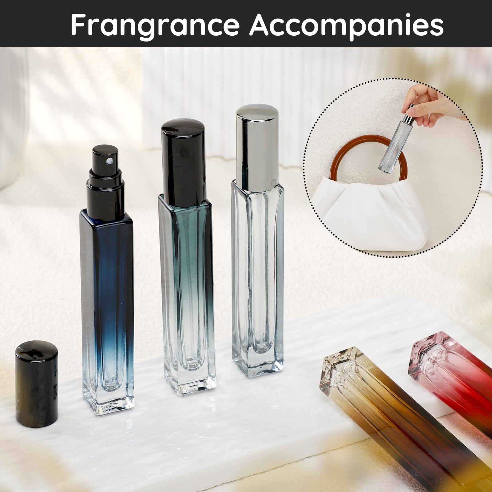 Segbeauty Glass Perfume Bottle Set, 5 Pack Of 10Ml Portable Perfume Travel Refillable, Empty Atomizer Sprayer For Perfume Cologn