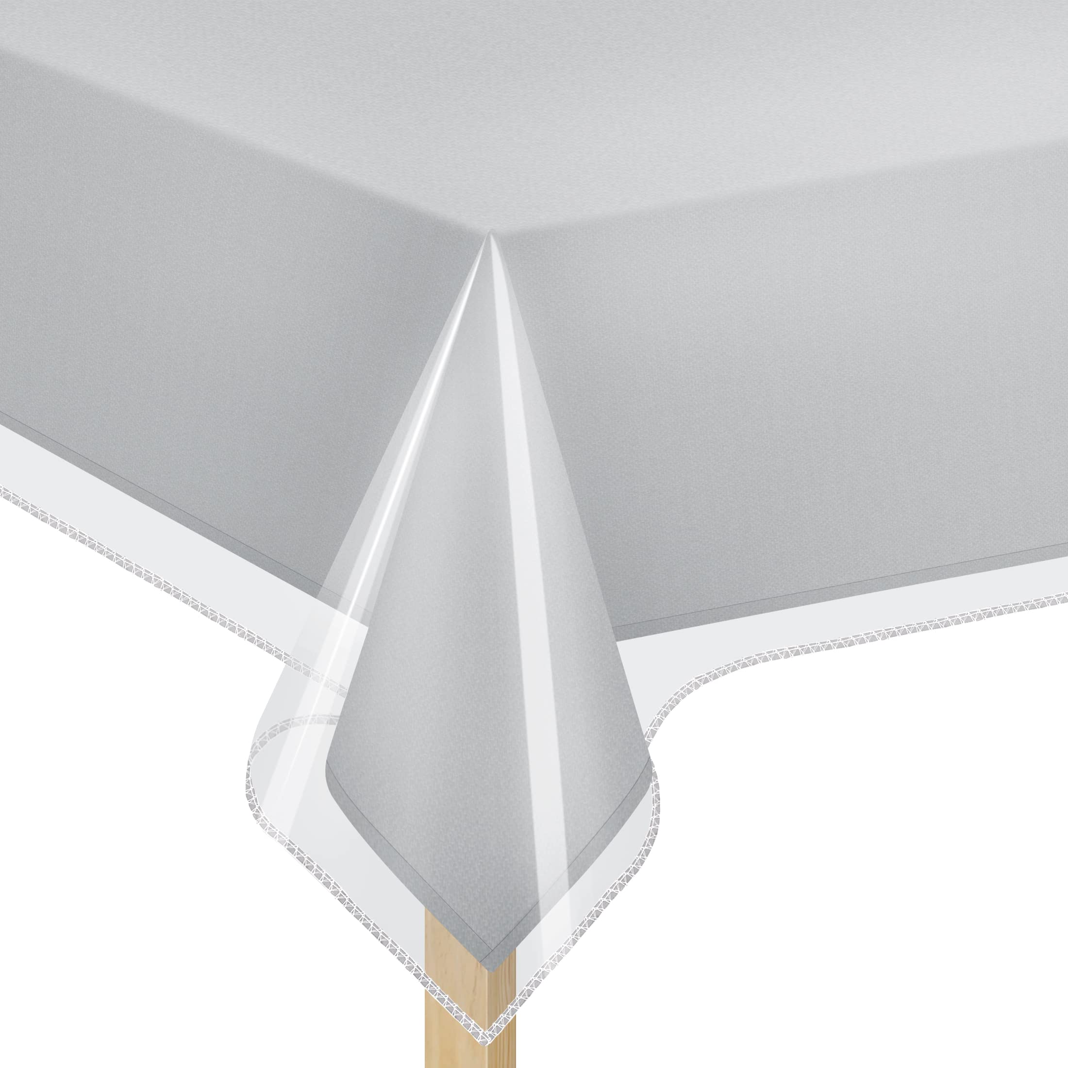 Elaine Karen Clear Plastic Tablecloth 100% Waterproof Table Protector Crystal Clear Plastic Cover For Dining Table Heavy Duty Vi