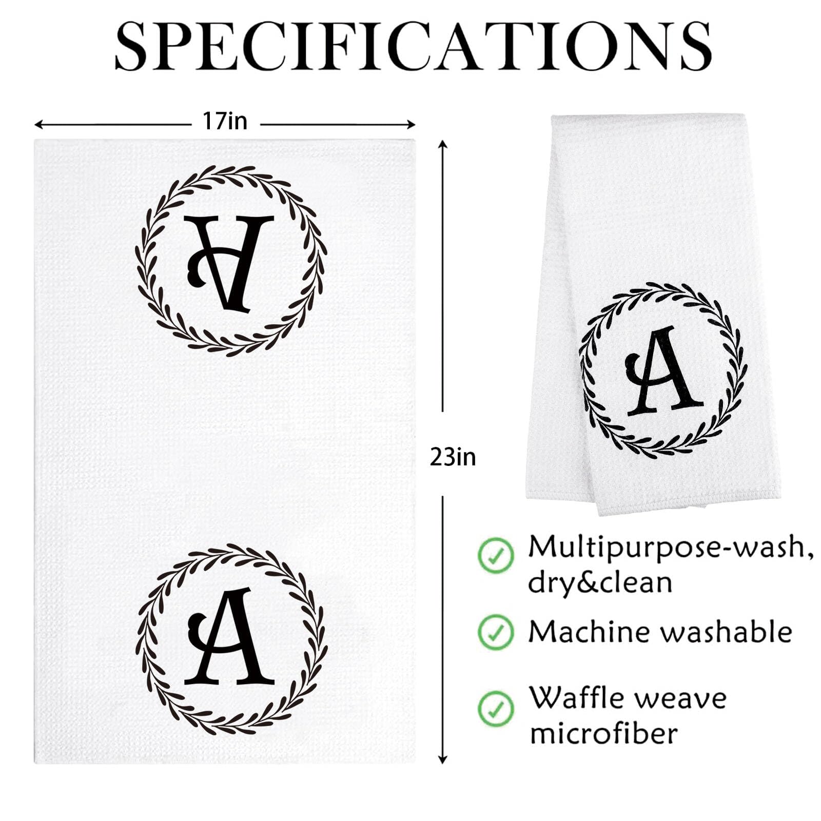Z-synka Monogrammed Hand Towels Name Ini-tial Letter S Kitchen Towels,Personalized Gifts for Women Wife Mom,Monogram Dish Towel