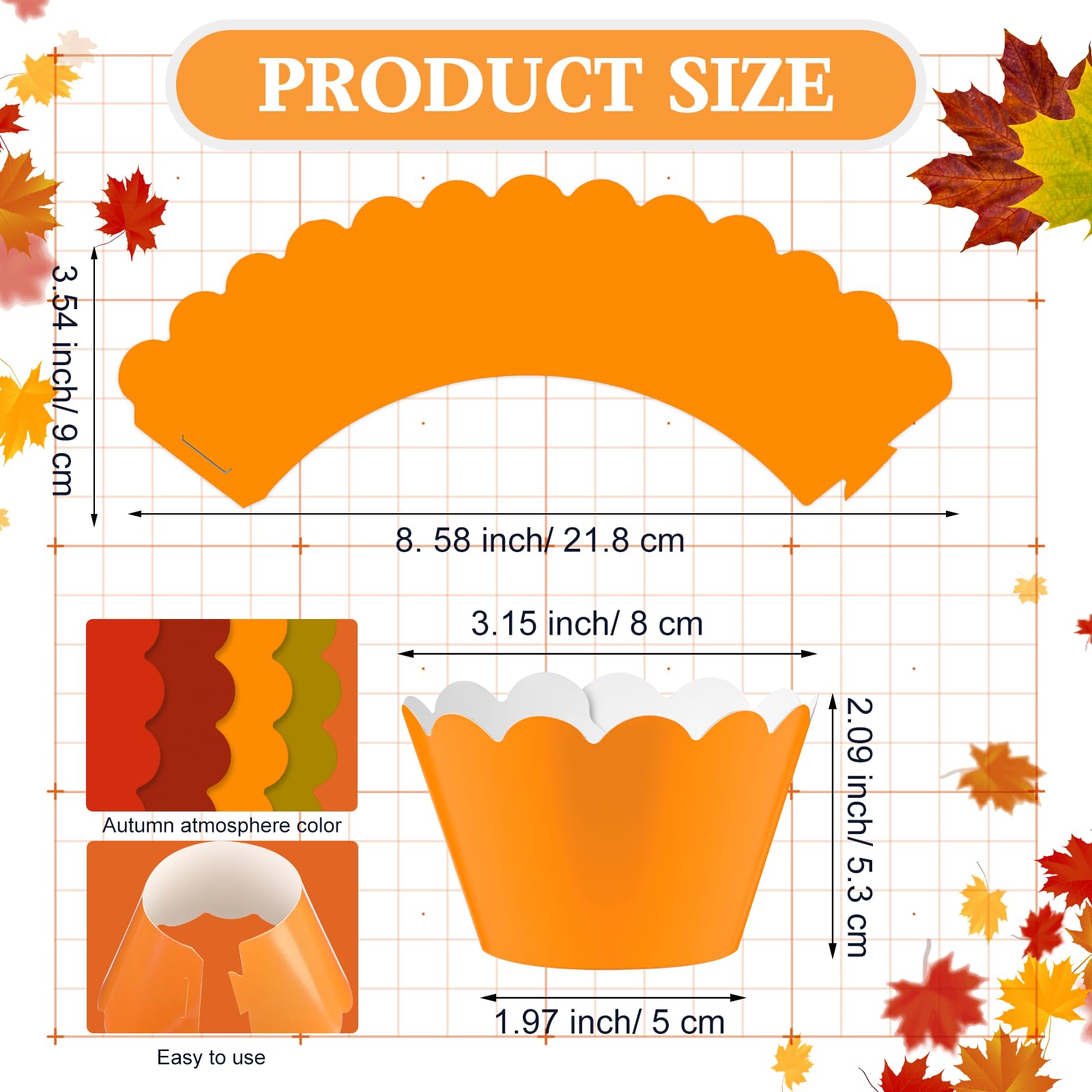 Domensi 100 Pcs Fall Cupcake Wrappers Rustic Cupcake Liners Thanksgiving Baking Cups Baking Liners for Autumn Thanksgiving Weddi