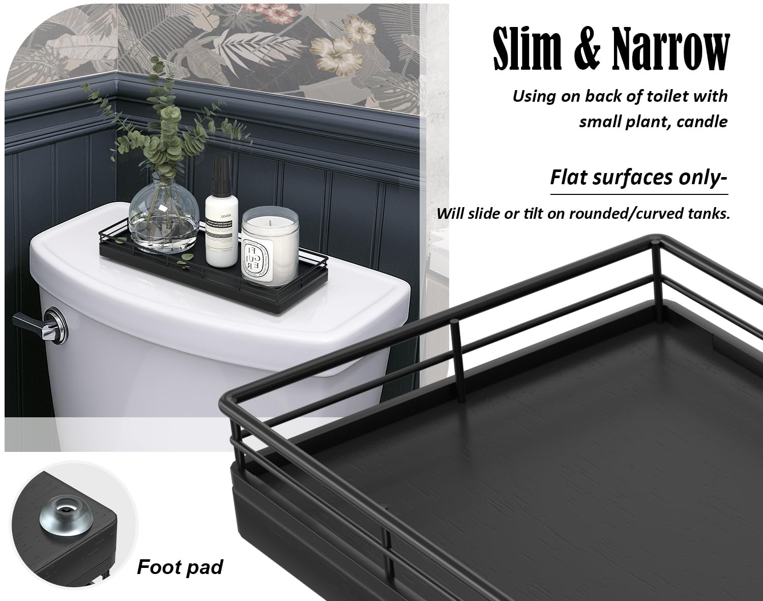 Focusonit Oak Bathroom Tray For Counter, 11'' Wooden Vanity Tray For Perfume Makeup Candle, Kitchen Sink Countertop Organizer Fo