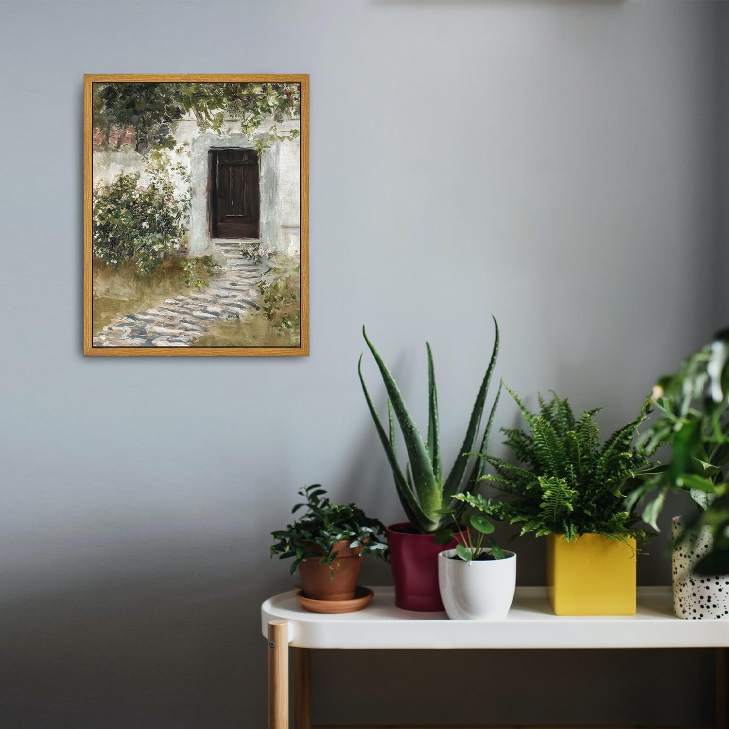Roslynity Framed Canvas Wall Art Vintage Print Oil Paintings Spring Cottage Summer Country Landscape Retro Aesthetic Artwork For