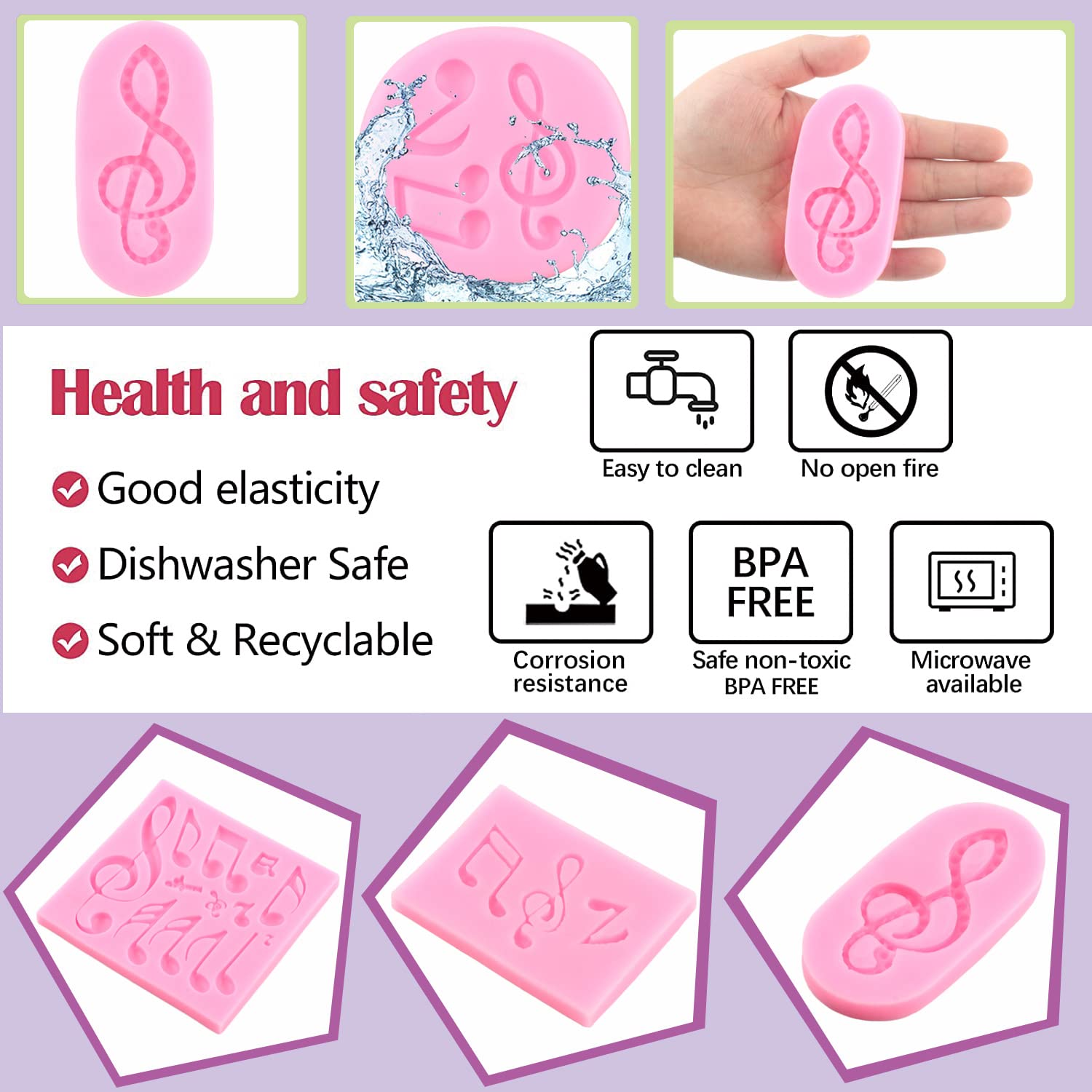 Mujiang Music Note Fondant Mold Music Note Lace Silicone Molds For Cake Decorating Cupcake Topper Candy Chocolate Polymer Clay G