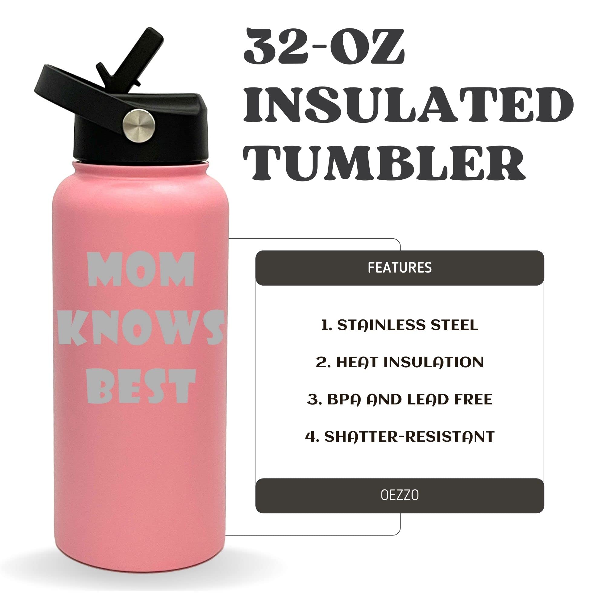 Oezzo Personalized Tumblers, Customized Bottles With Splash And Leak Proof Flip Top Lid, Double Wall Laser Engraved Text For Spe