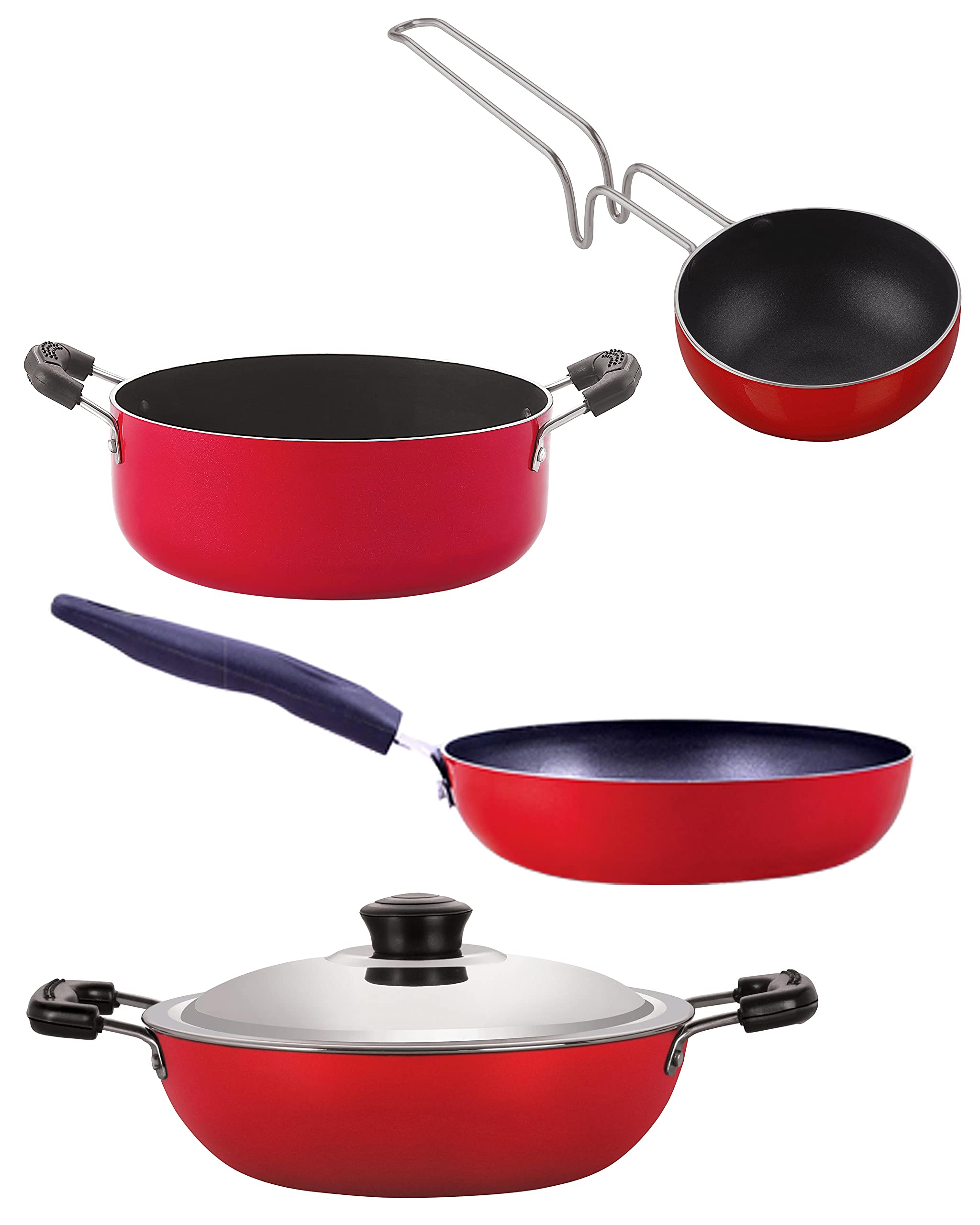 Nirlon Non Stick Aluminium Pfoa Free NonToxic Durable Kitchenware Set Of 4 Pieces (Dkd(B)_Vg_Cvg_Cs24)