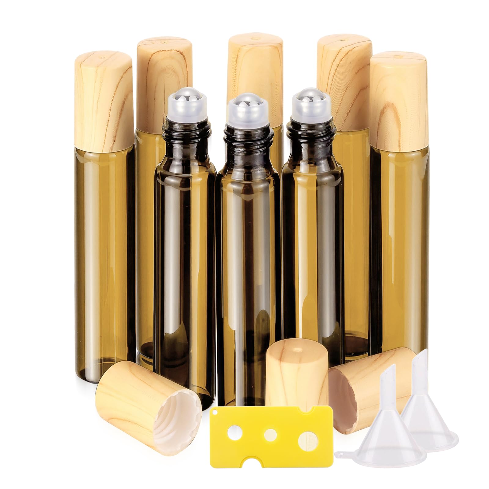10Ml Small Essential Oils Roller Bottles For Oils, 8-Pack 1/3 Oz Slim Amber Glass Roll-On Bottles For Essential Oils, Empty Eye