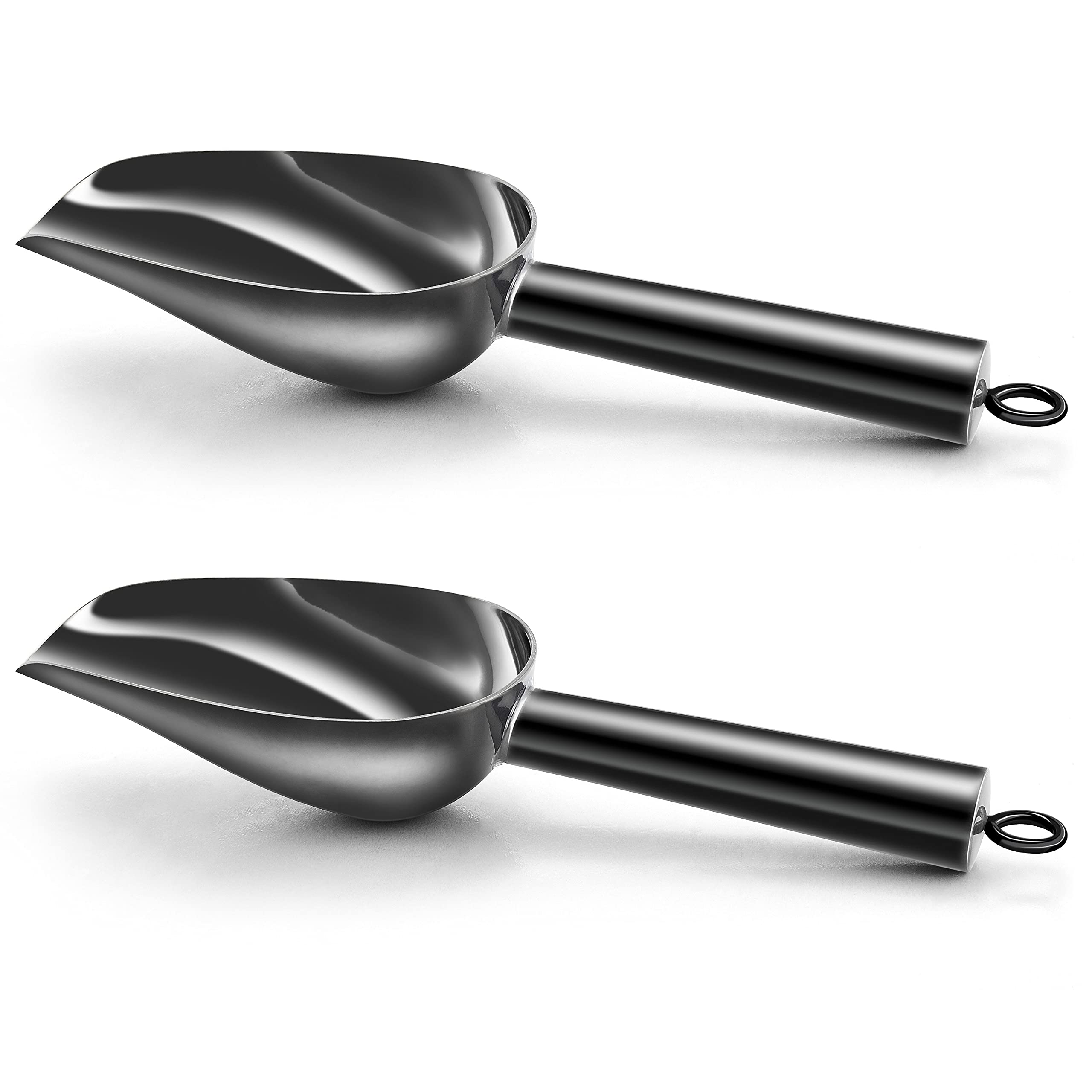 Teamfar Mini Scoop Set Of 2, 3 Oz Stainless Steel Scoop, Black Small Candy Scoops For Canister Jars Buffet, Rust Free & Long Las