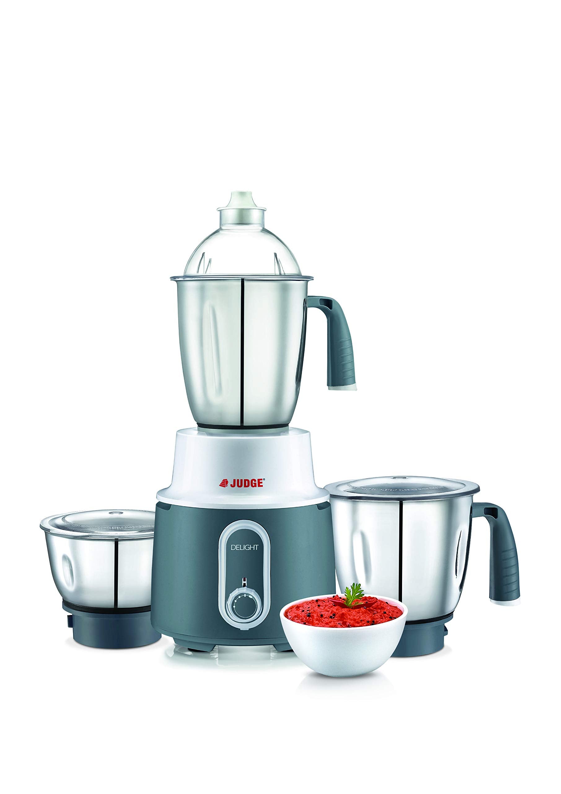 Judge Delight Wet/Dry 3-Jar Mixer Grinder Powerful 750 Watts Motor, Stainless Steel Blades and Jars, Modern Elegant Design, 110v
