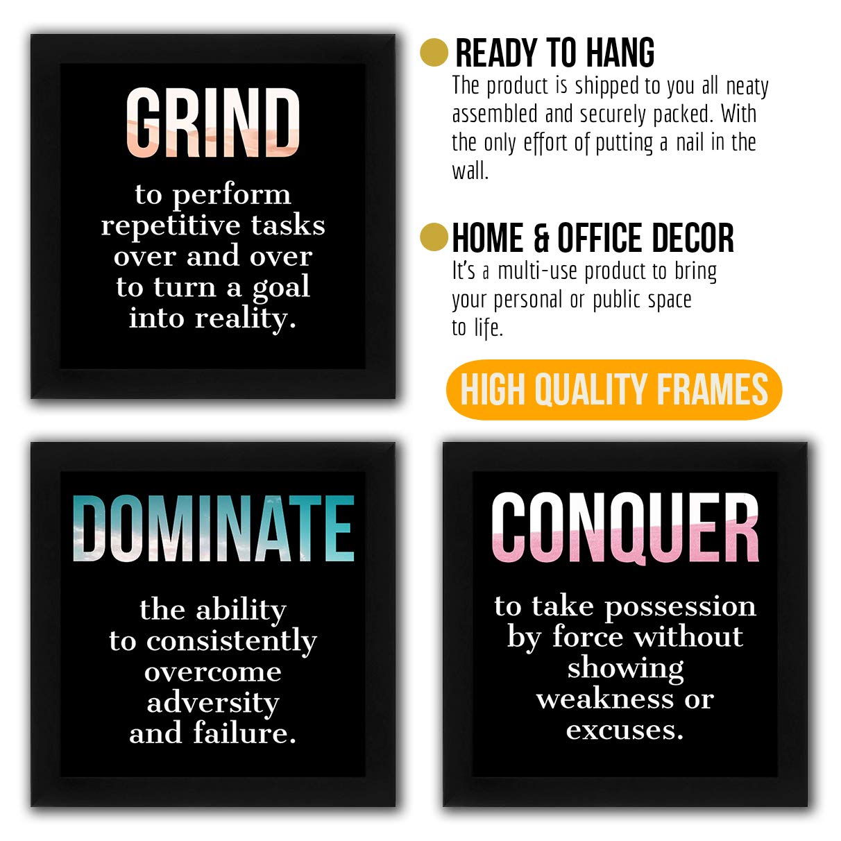 Interio Crafts Motivational Posters for Wall Decor (Set of 4 set 3)
