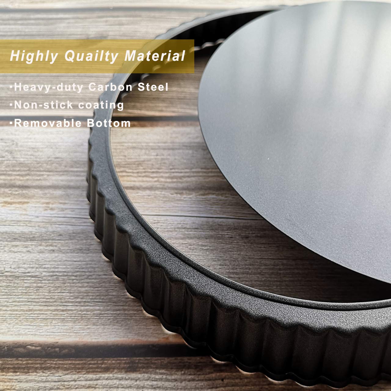 Yamteck 11 Inch 9 Inch Round Tart Pans 4 Inch Mini Tart Pans With Removable Bottom. Quiche Pan With Non-Stick Coating, Rugged Ca