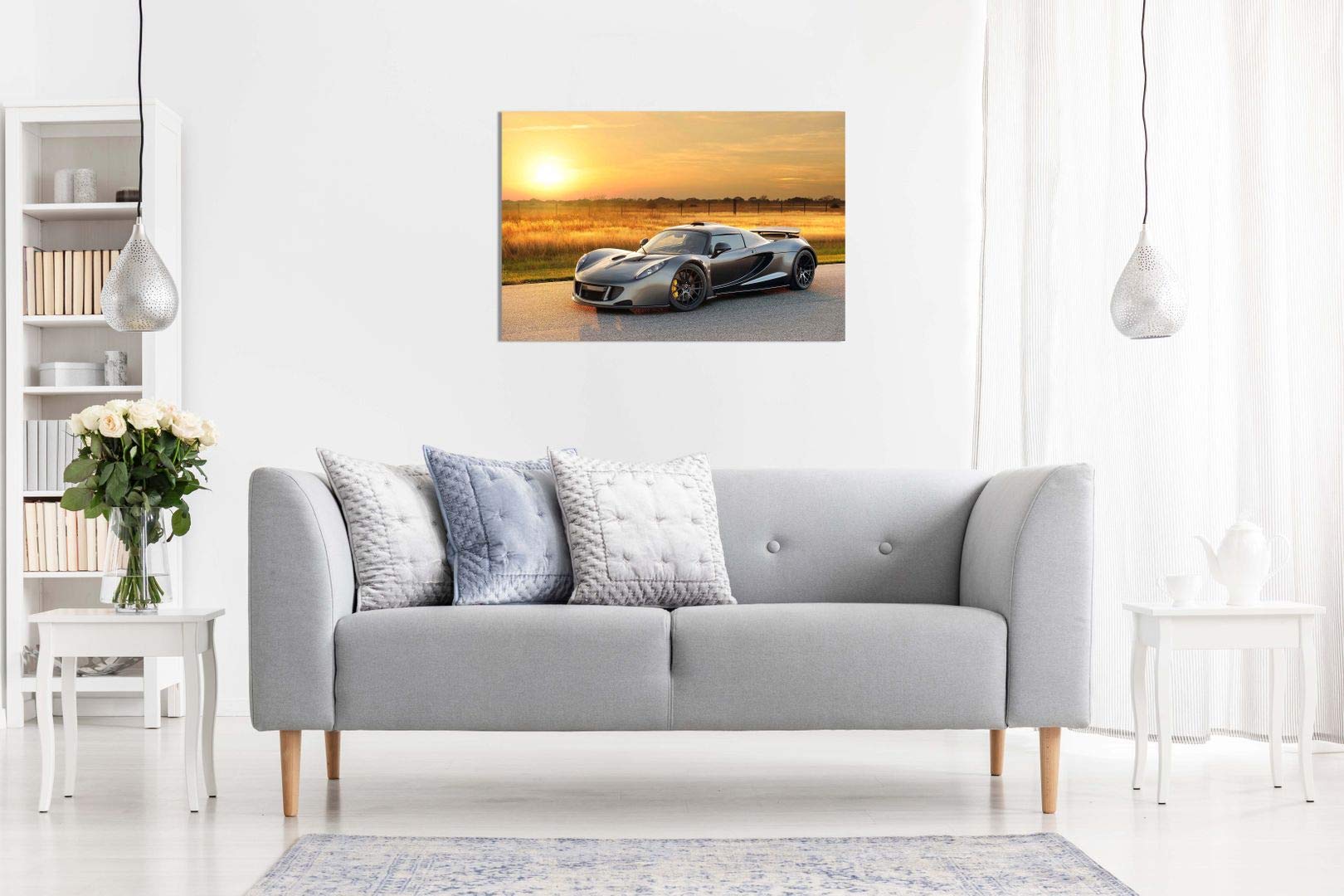 Hennessey Venom Gt Super Car Canvas Wall Art Picture Print (18X12In)