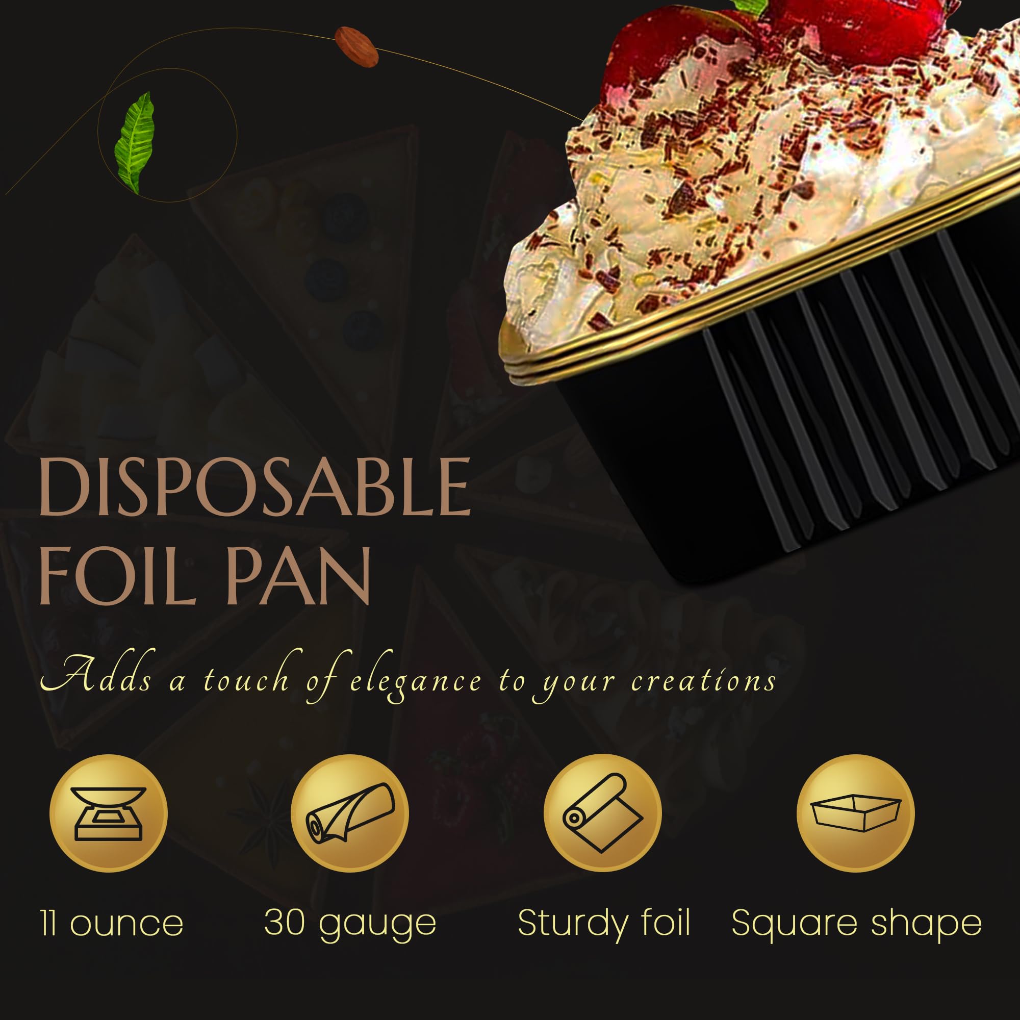 Kitchendance Disposable Foil Cake And Dessert Cup Set With Lid - 4.5 X 4.5'' Square Cake Baking Pan For Hotels, Restaurants, Hea