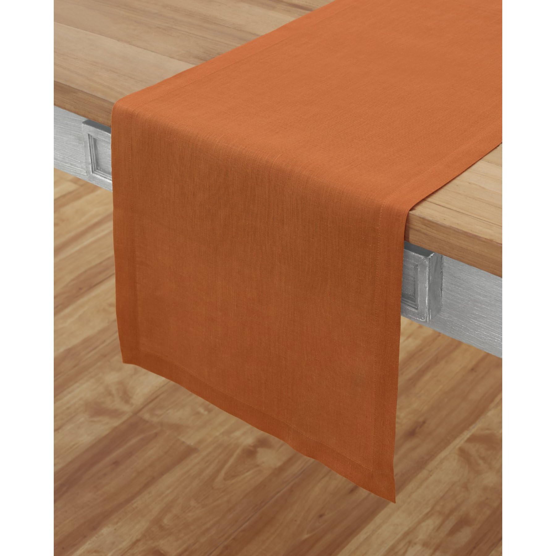 Solino Home Linen Pumpkin Table Runner 120 Inches Long - Fete, 100% Pure Linen Dining Table Runner 14 X 120 Inch Ideal For Weddi