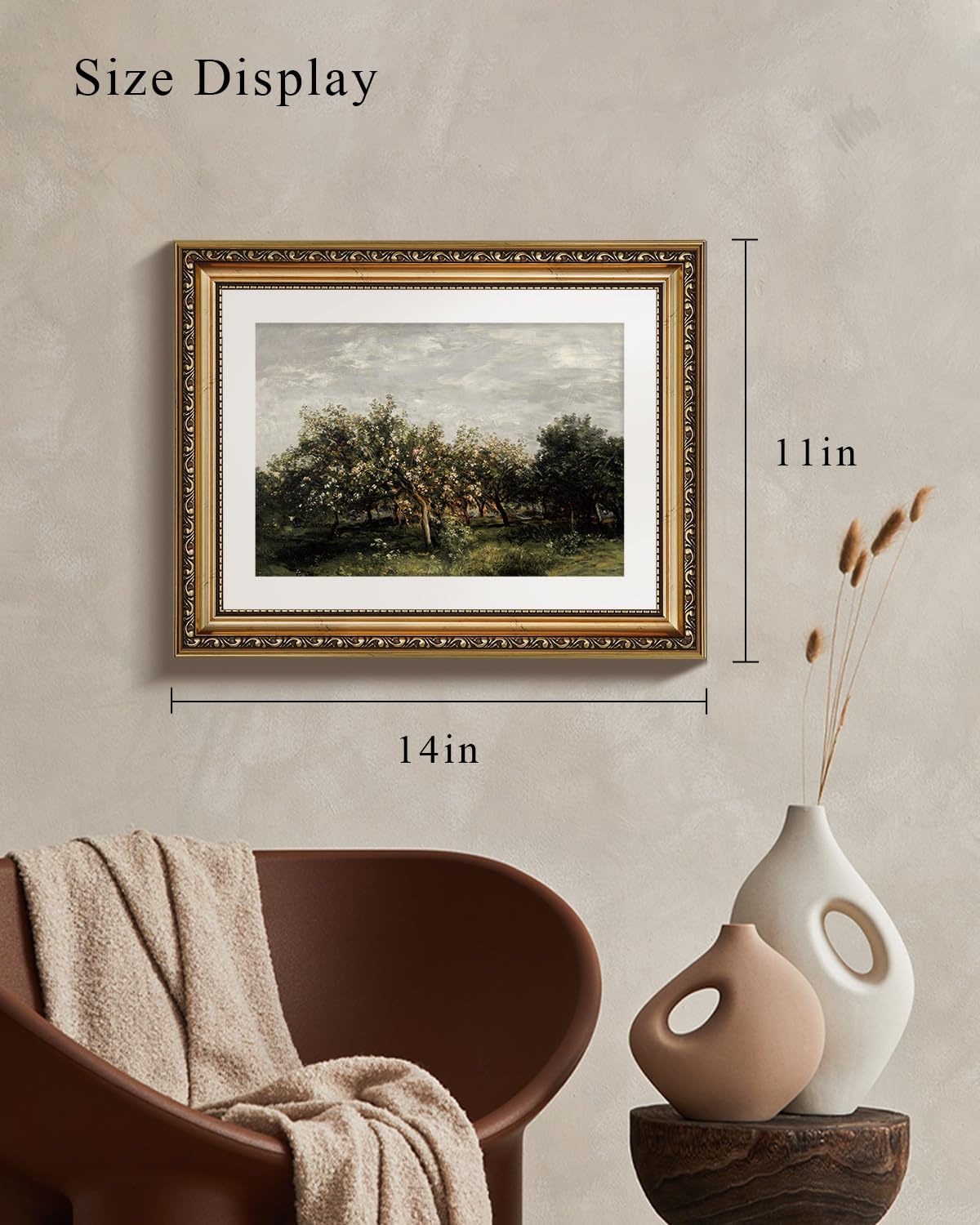 Viyyiea Gold Framed Wall Art Canvas Print Home Decor Fruit Trees Vinta ...
