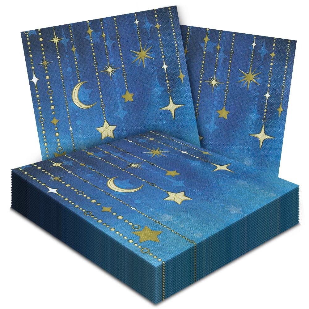 Havercamp Starry Night Luncheon Napkins (32 Pack!) 32 Beautifully Printed Large Luncheon Napkins- Coordinates With Starry Night