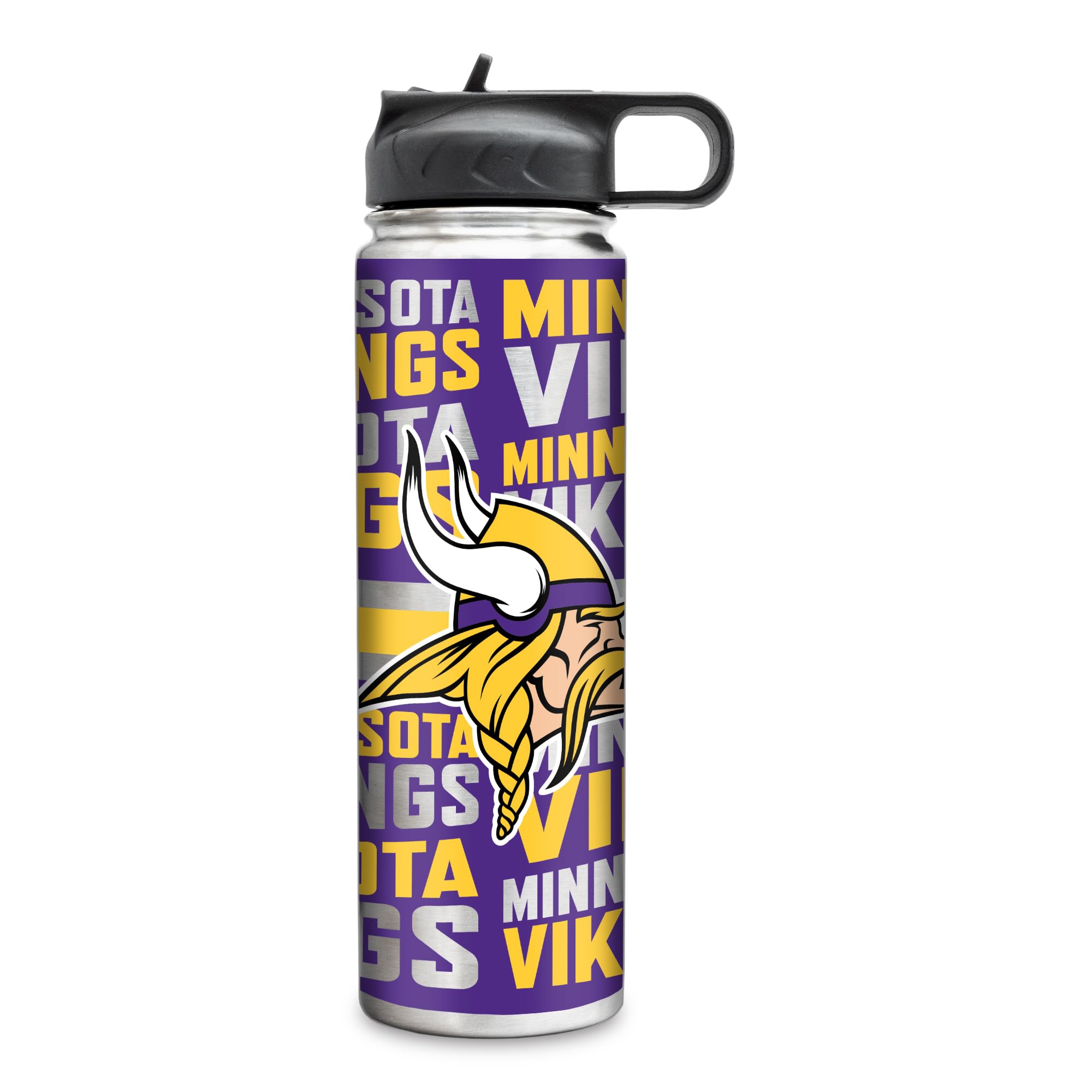Rico Industries NFL Football Minnesota Vikings 22oz Stainless Steel Tumbler with Lid - Great For Coffee, Tea, Water or Cocktails