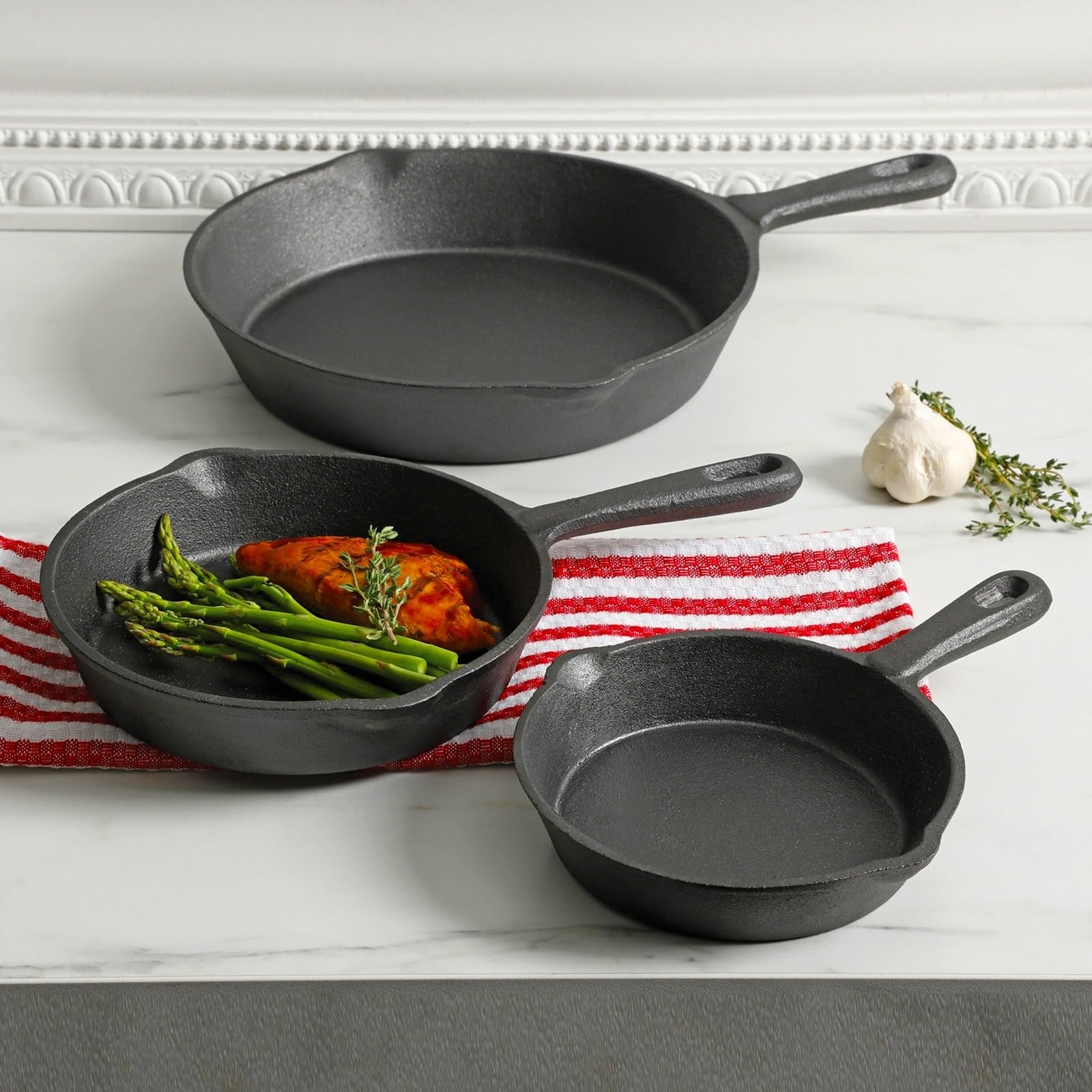 General Store Cast Iron Fry Pan Set, 3-Pc