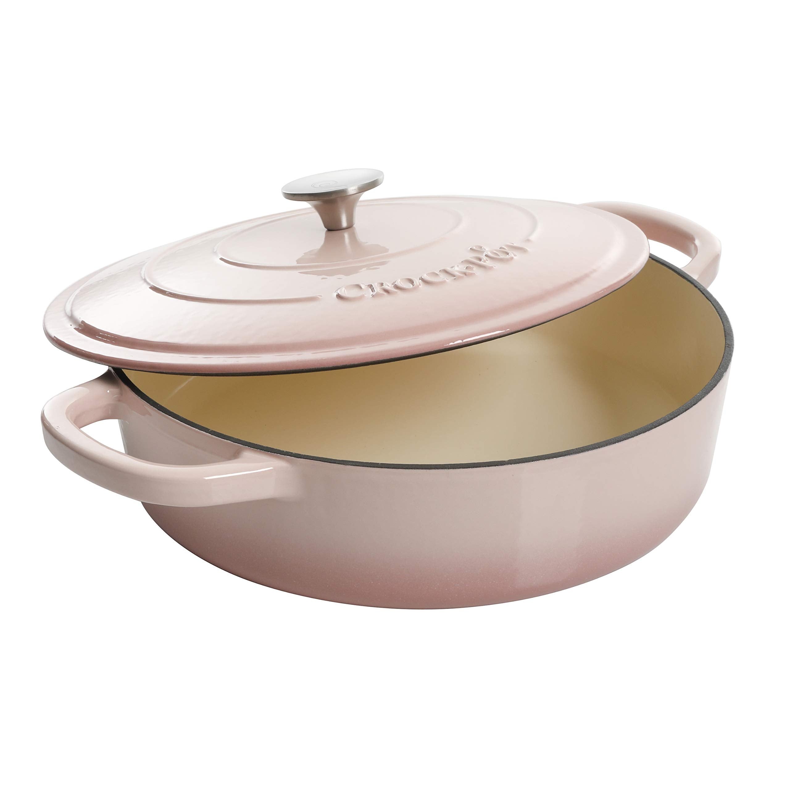 Crock Pot - 125300.02R Crock Pot Artisan Enameled Cast Iron Braiser W/Lid, 5-Quart, Blush