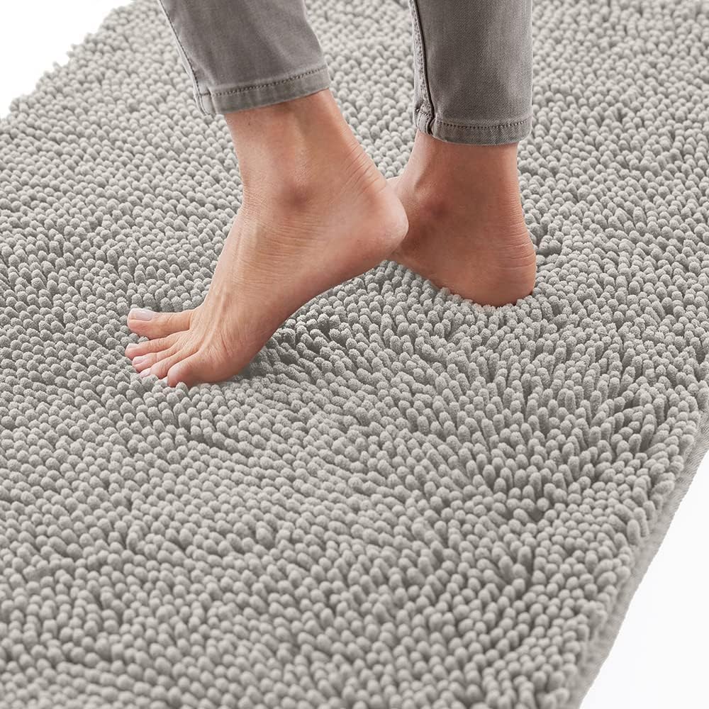 RIVUGJA Shaggy Chenille Bath Mat (40x60 cm) Extra Soft Super Absorbent Anti Skid Door Mats for Home/Bathroom/Bedroom/Kitchen/Flo
