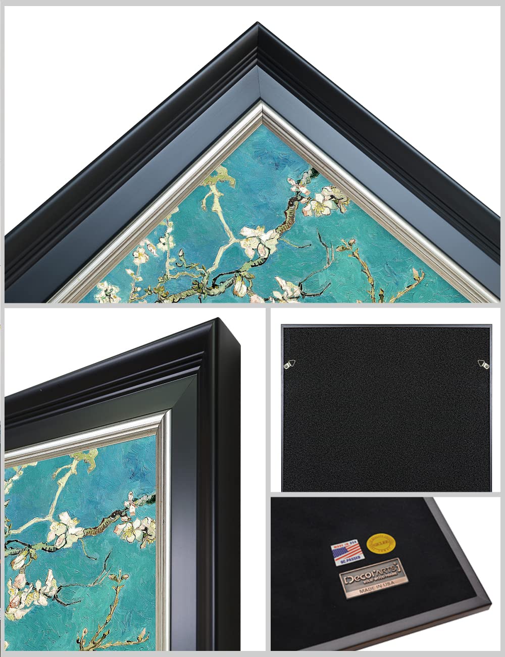 Decorarts - Blossoming Almond Tree, Classic Art By Vincent Van Gogh. Framed Giclee Prints With Solid Wood Frame And Silver Accen
