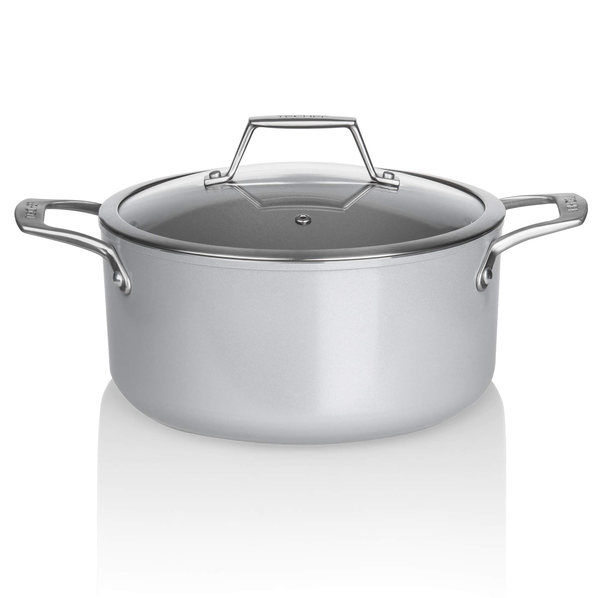 Techef - Ceraterra Collection, 5-Quart Ceramic Nonstick Soup Pot With Glass Lid (Ptfe And Pfoa Free Ceramic Exterior  Interior),