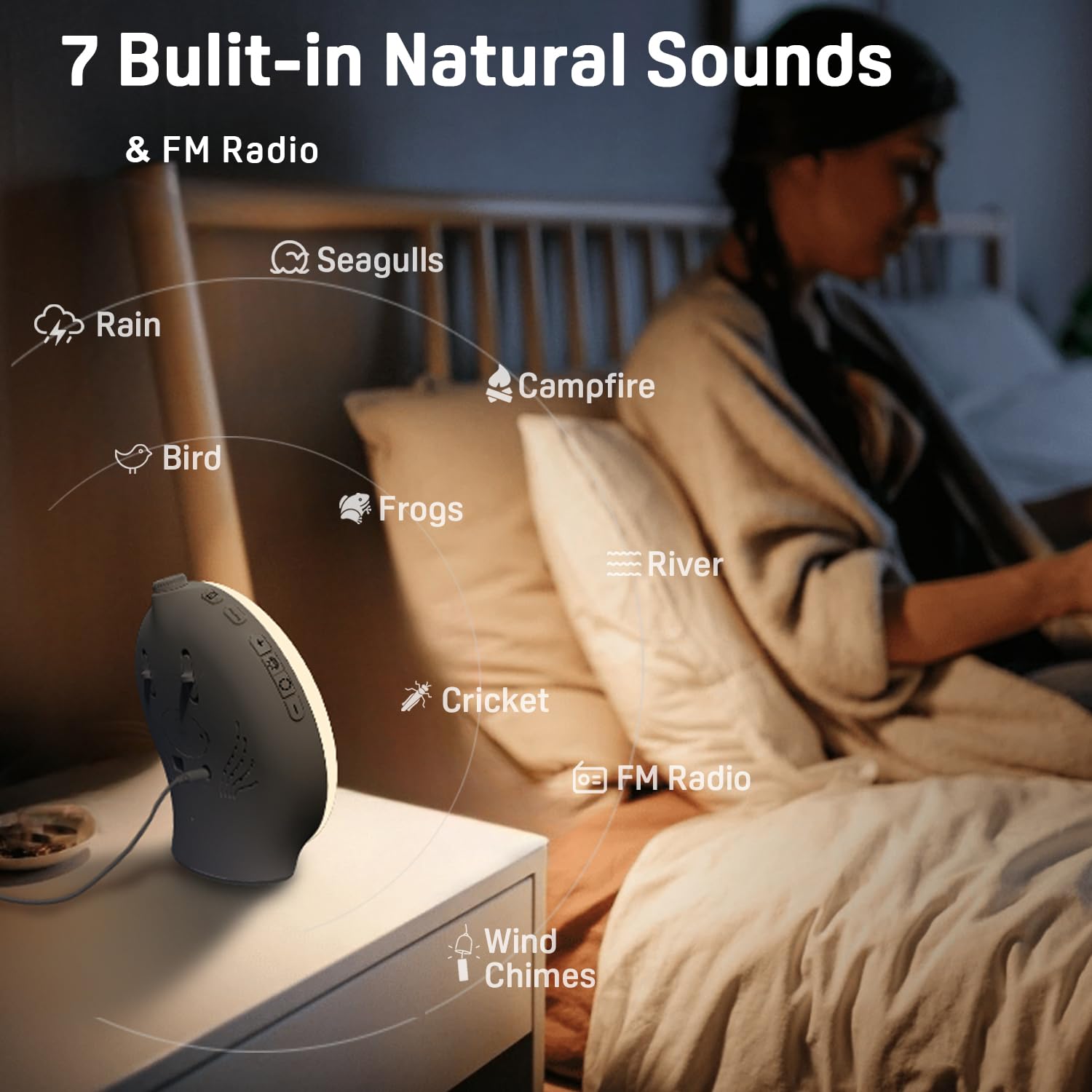 JALL Wake Up Light Sunrise Alarm Clock for Kids, Heavy Sleepers, Bedroom, White Noise Sound Machine with 17 Nihgt Lights, 25 Soo