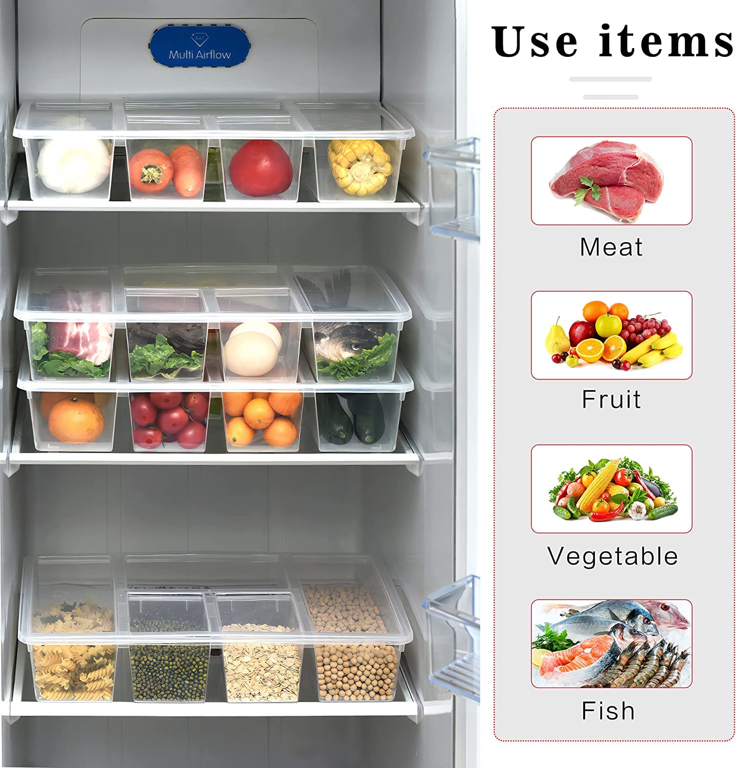 Eanpet 2Pack Veggie Tray with Lid 5 Compartment Food Container with Dividers Large Serving Tray Travel Snack Containers Stackable Produce Saver Snackle Box for Fruit Vegetable Salad Meal