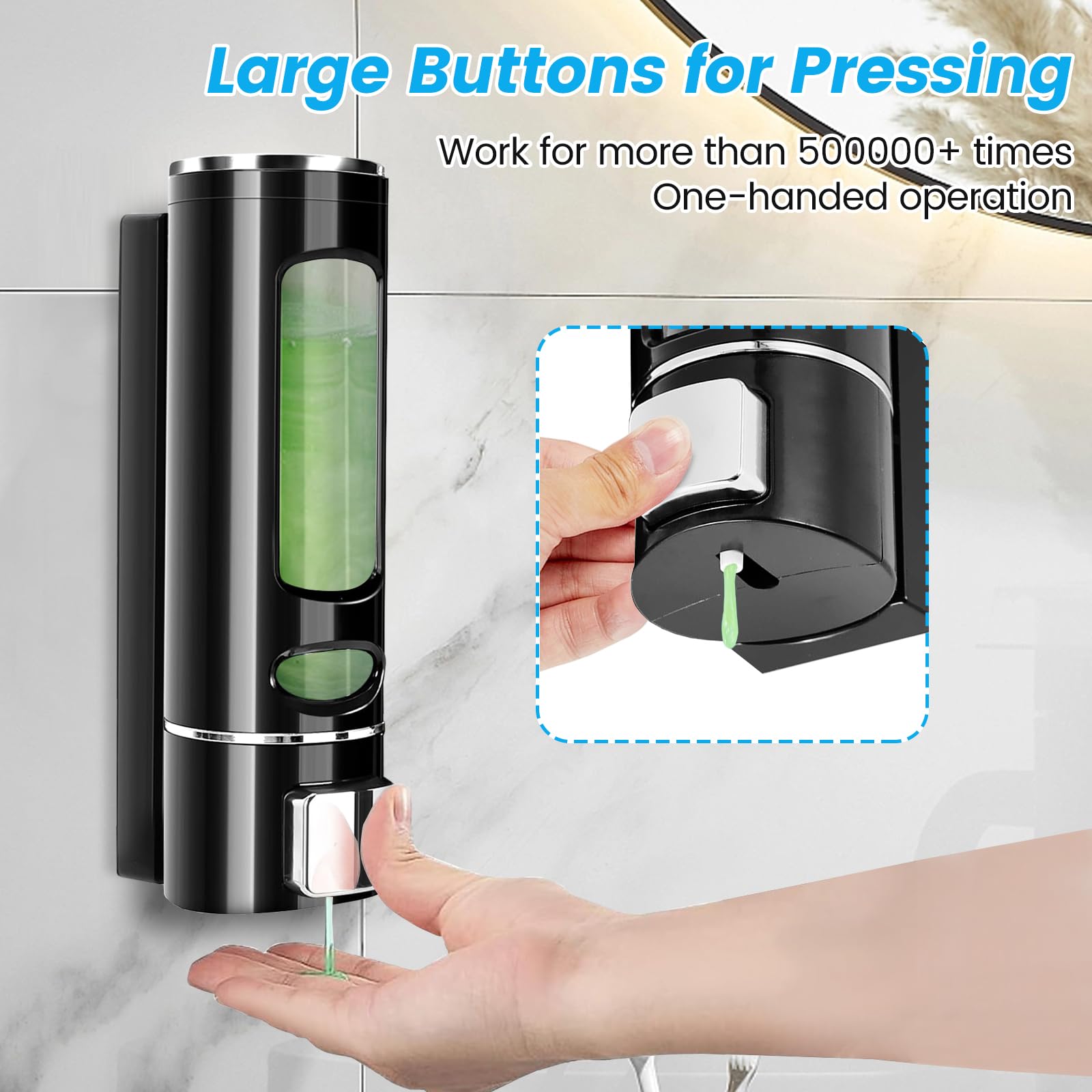 Wall Mounted Hand Soap Dispenser, 400Ml Bathroom Shower Dispenser Gel Container Shower Pump Dispenser And Organizer For Bathroom
